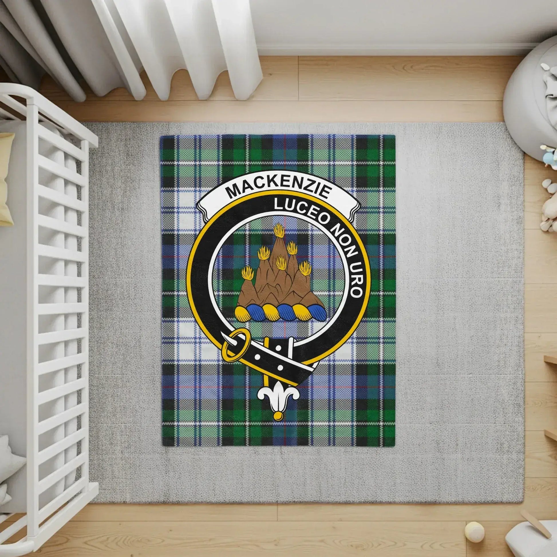 Mackenzie Tartan Luceo Non Uro Clan Crest Rug product