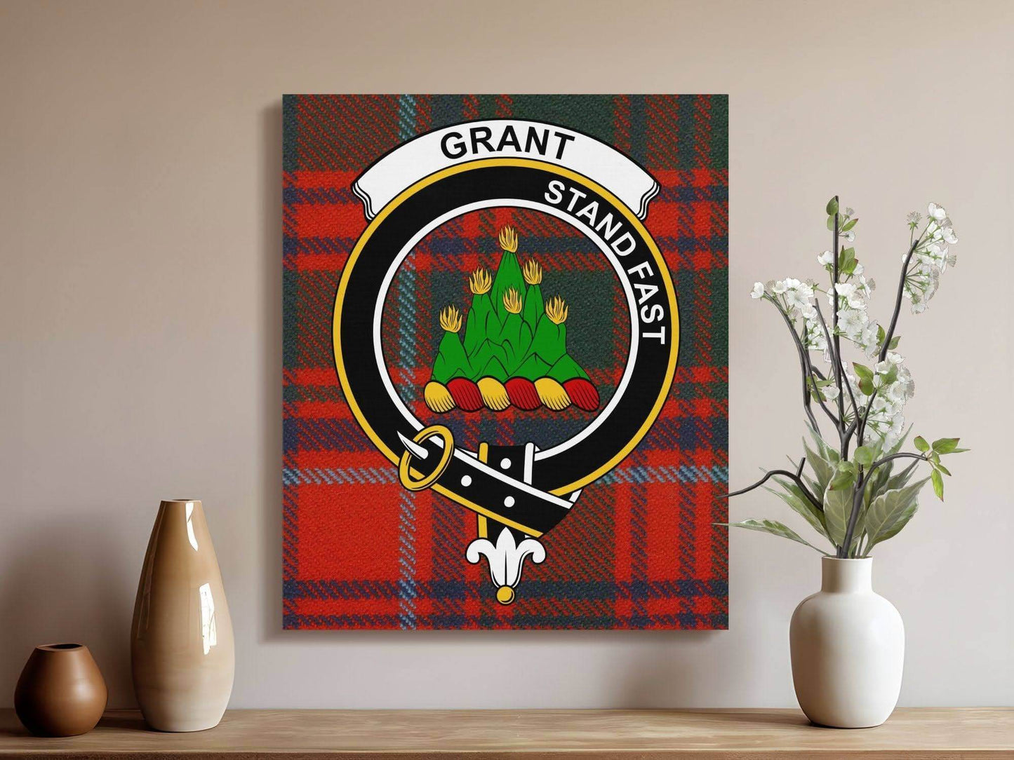 Grant Scottish Tartan Stand Fast Crest Canvas - Celtic Ancestry Gifts