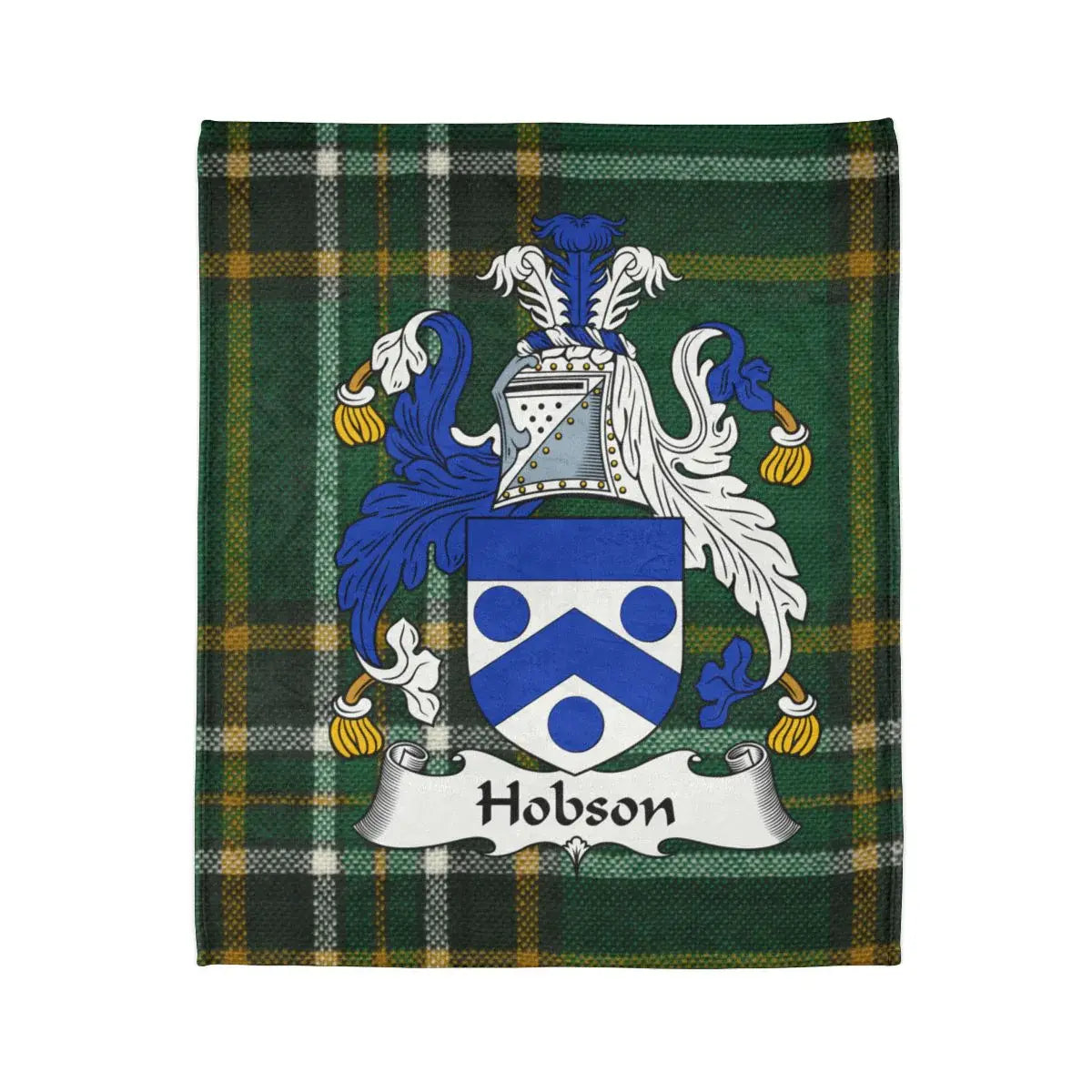 Hobson Family Crest on Green Plaid Pattern product type