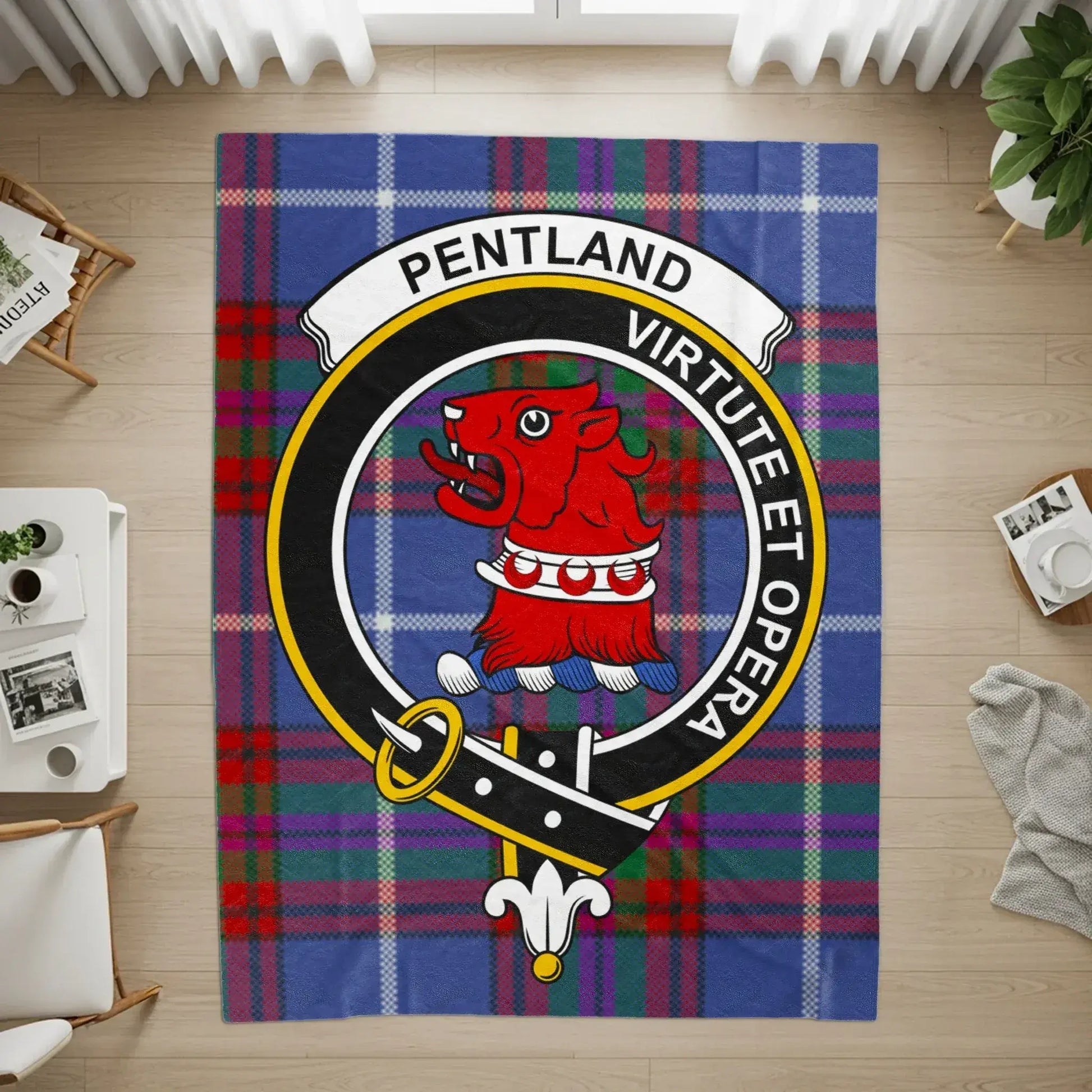 Pentland Virtute Et Opera Clan Crest Tartan product