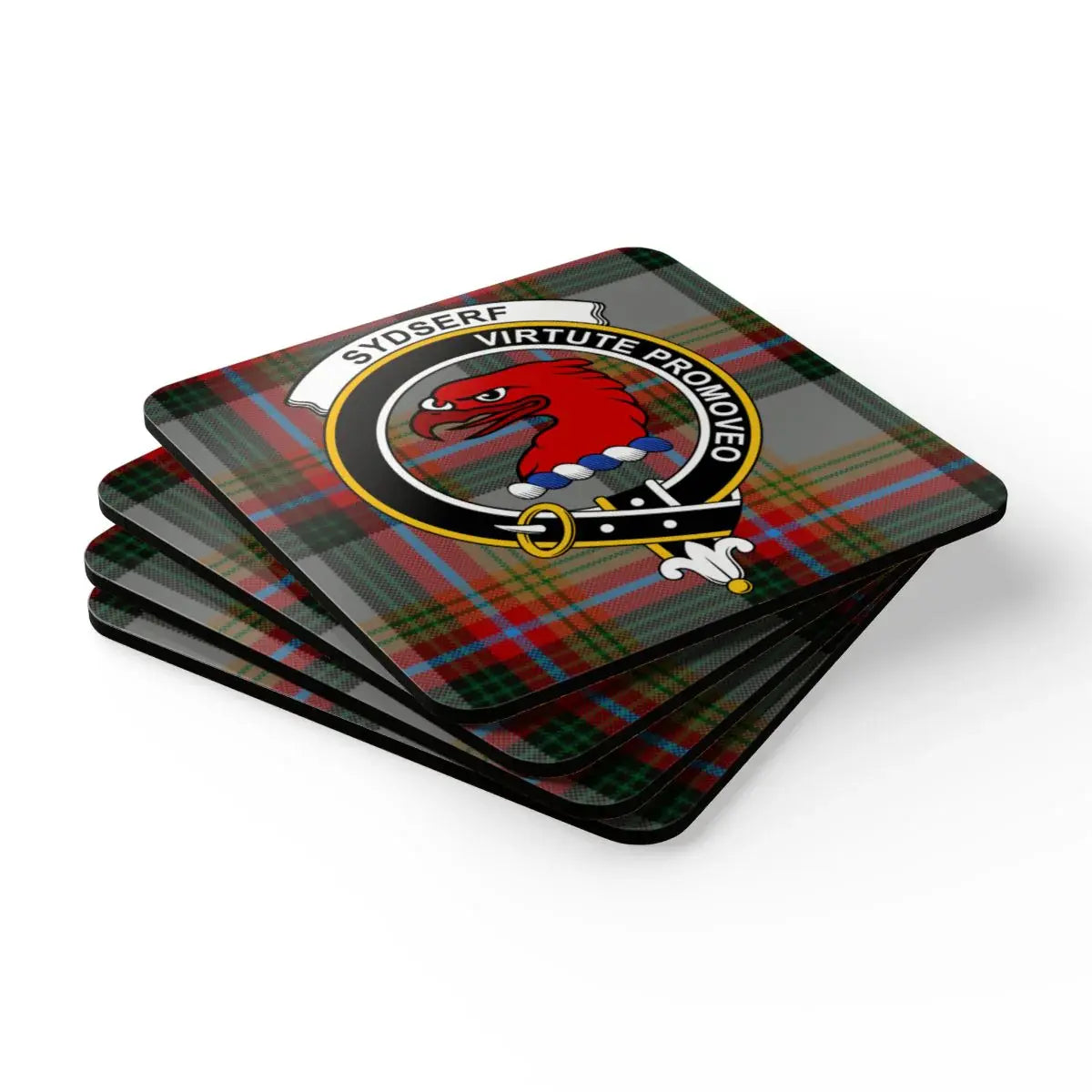 Tartan Design Virtute Provoleo Emblem Coasters product