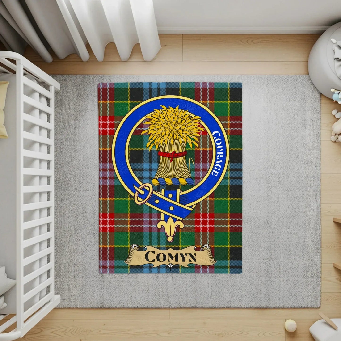 Comyn Courage Crest Tartan Pattern Plaid Blanket product