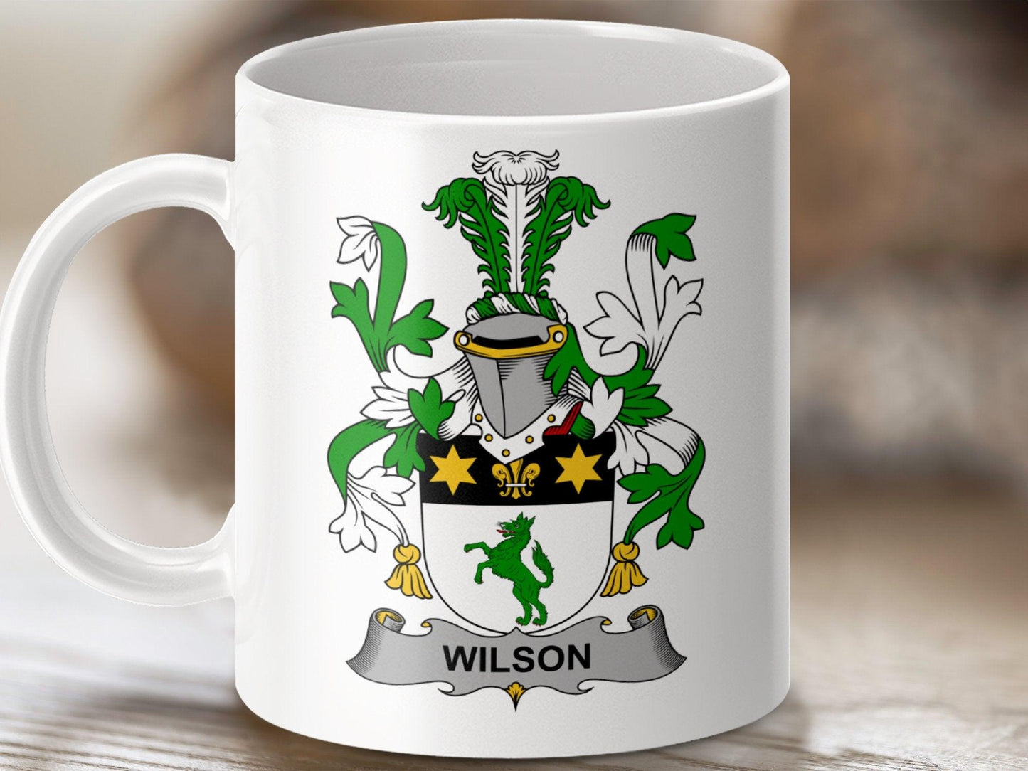 Wilson Family Coat of Arms Heraldry Crest Mug - Celtic Ancestry Gifts