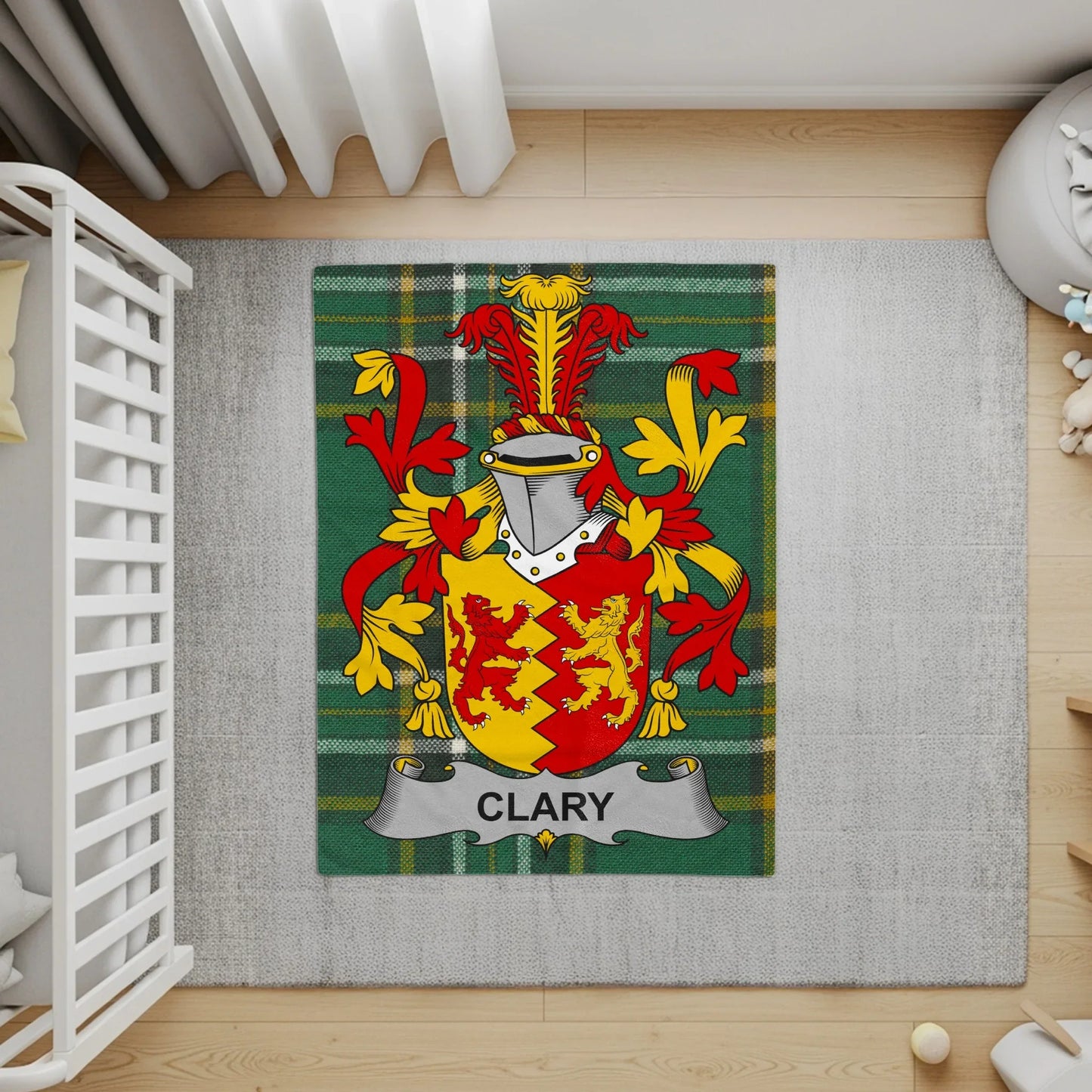 Personalized Family Crest Plaid Design Area Rug product