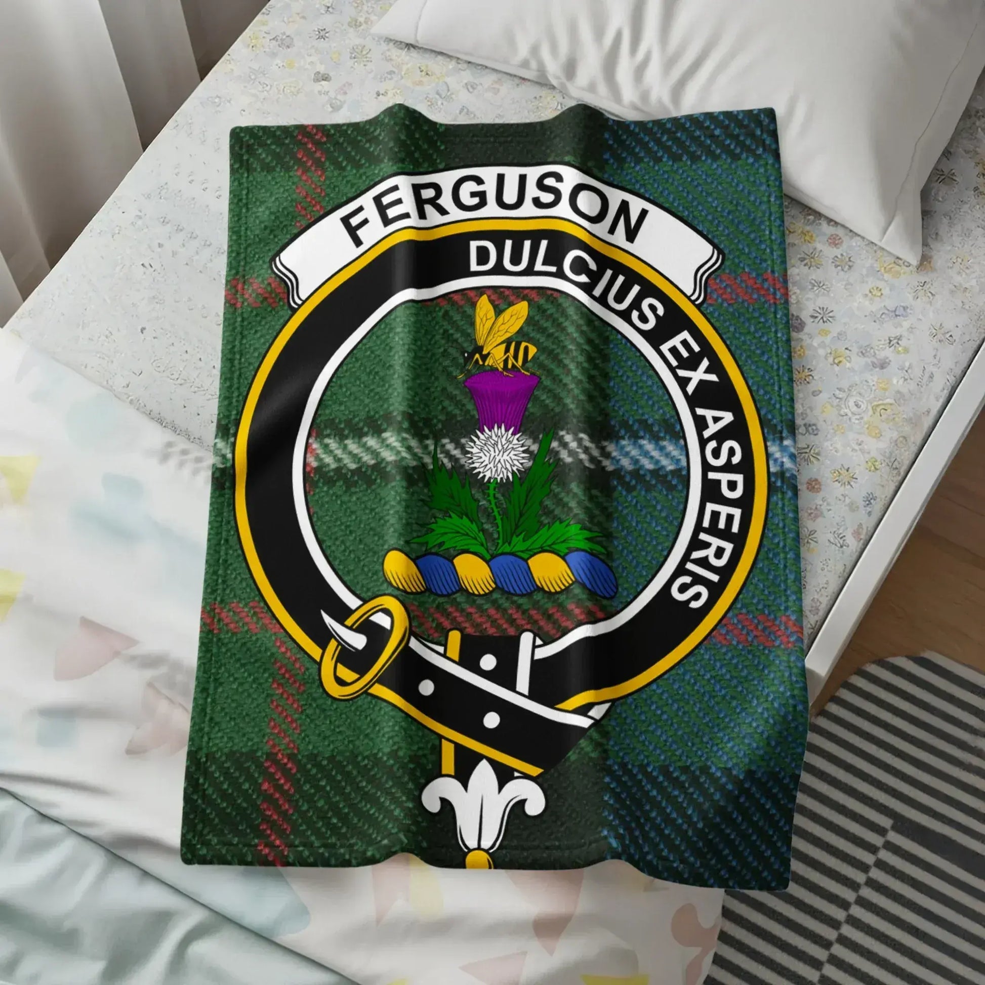 Ferguson Clan Crest with Motto Bed Blanket product