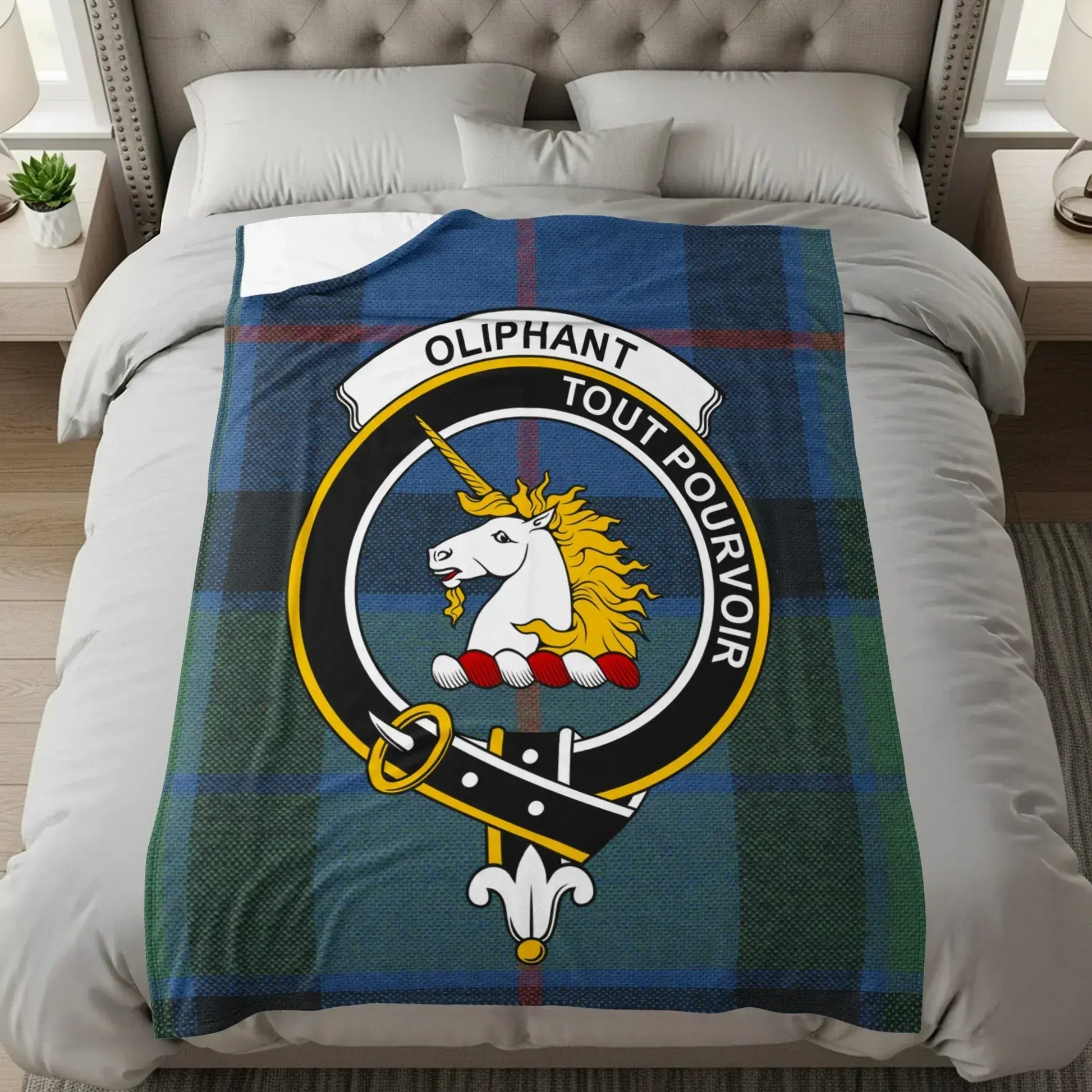 Scottish Unicorn Emblem Design Cozy Soft Fleece Blanket