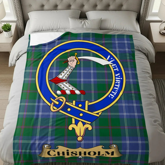 Chisholm Clan Crest Tartan Blanket product
