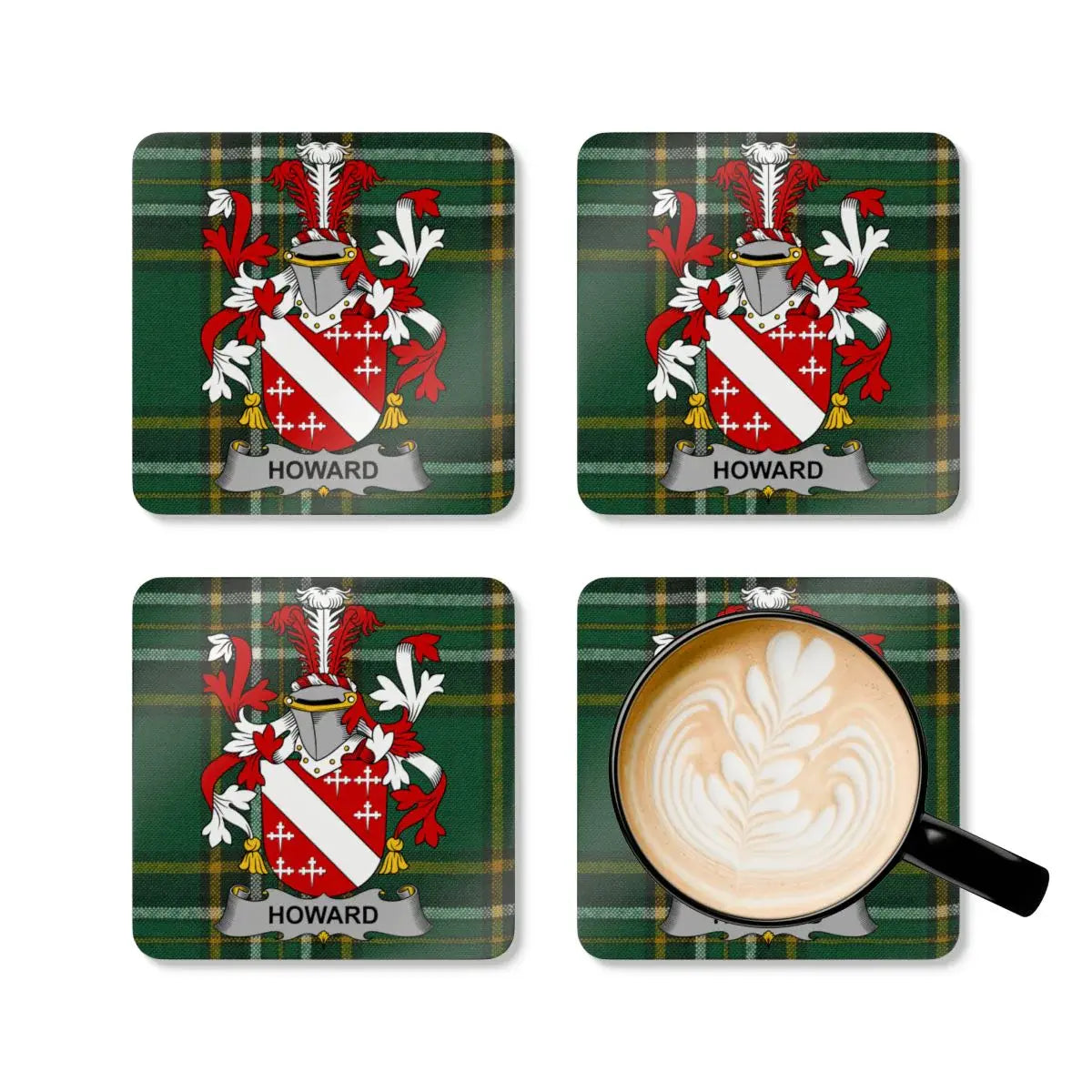 Custom Family Coat of Arms Howard Coaster Set product