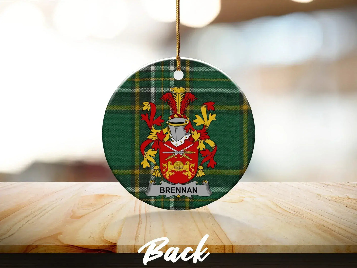 Brennan Tartan Crest Custom Christmas Ornament product