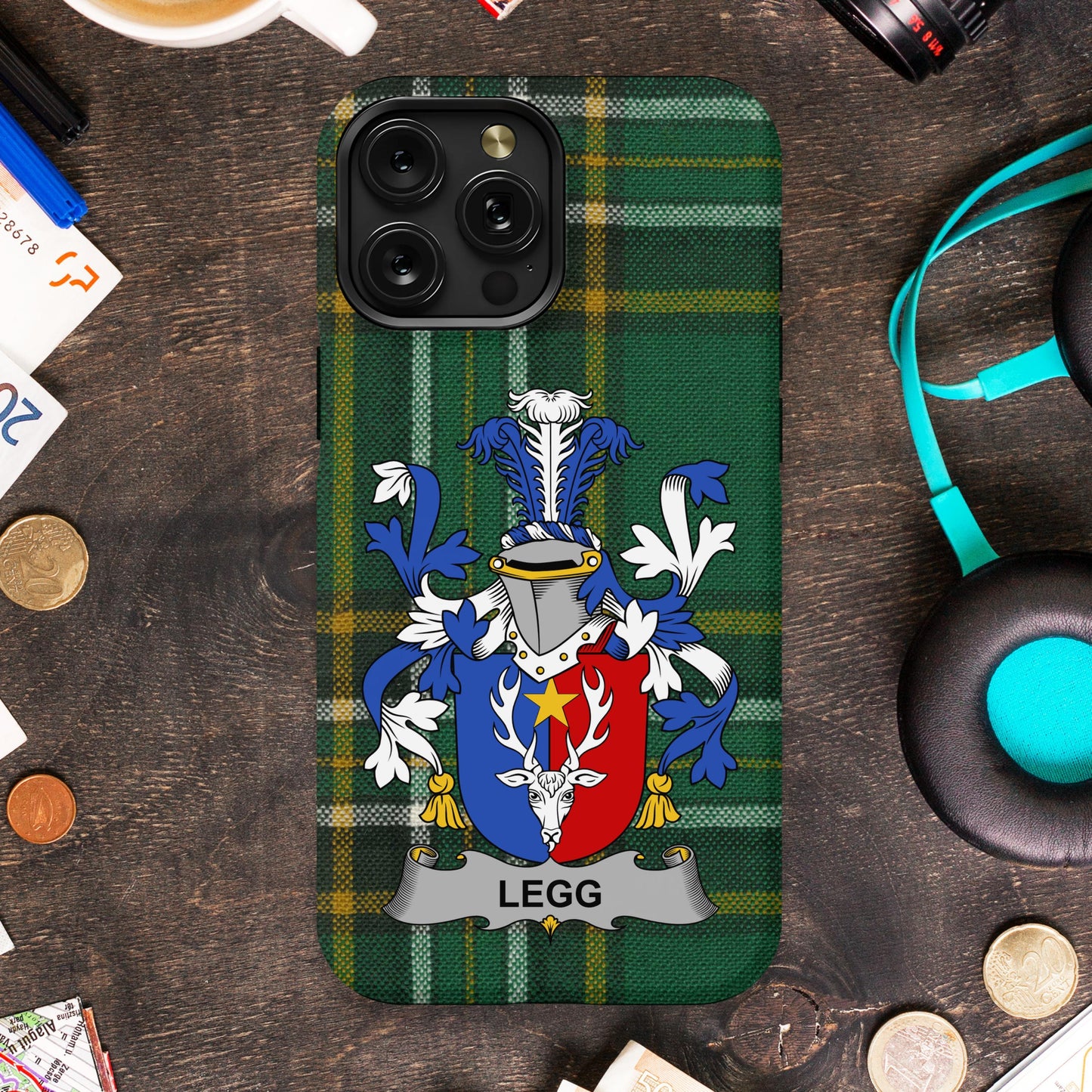Legg Family Crest Shield Design Cell phone cover - Celtic Ancestry Gifts