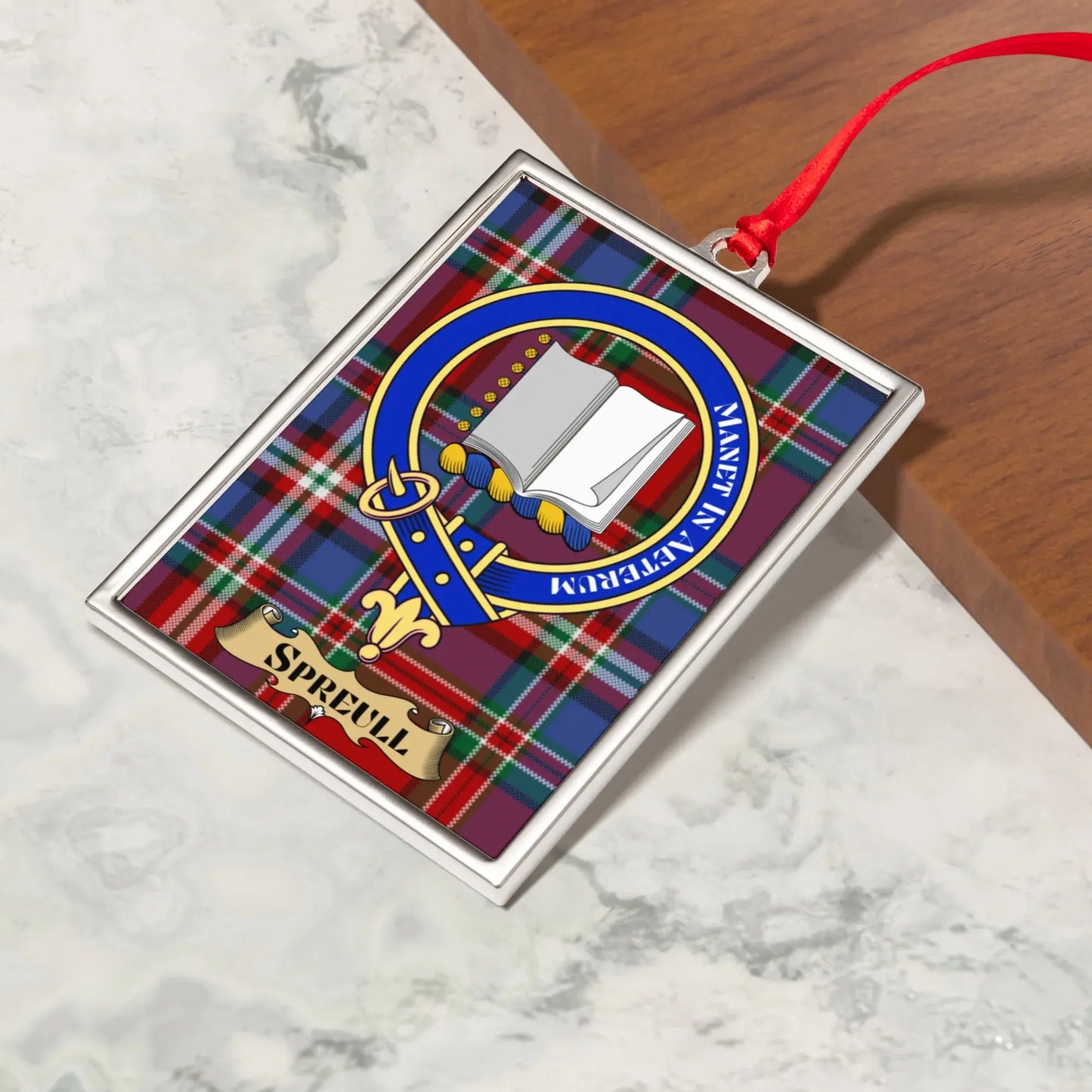 Tartan Plaid Pattern Crest Rectangle Shaped Ornament product