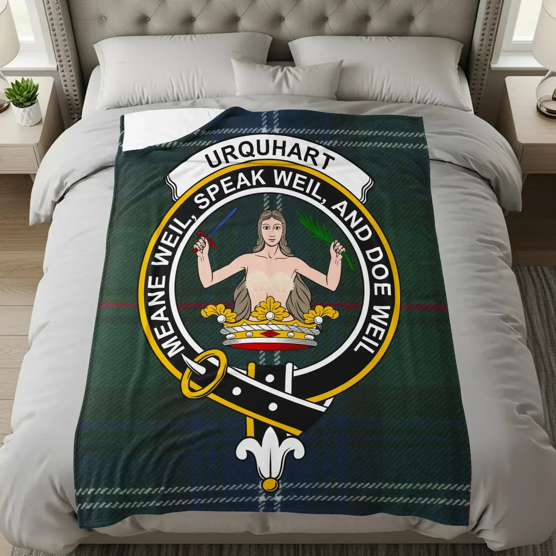 Urquhart Clan Crest Badge Blanket Tartan product