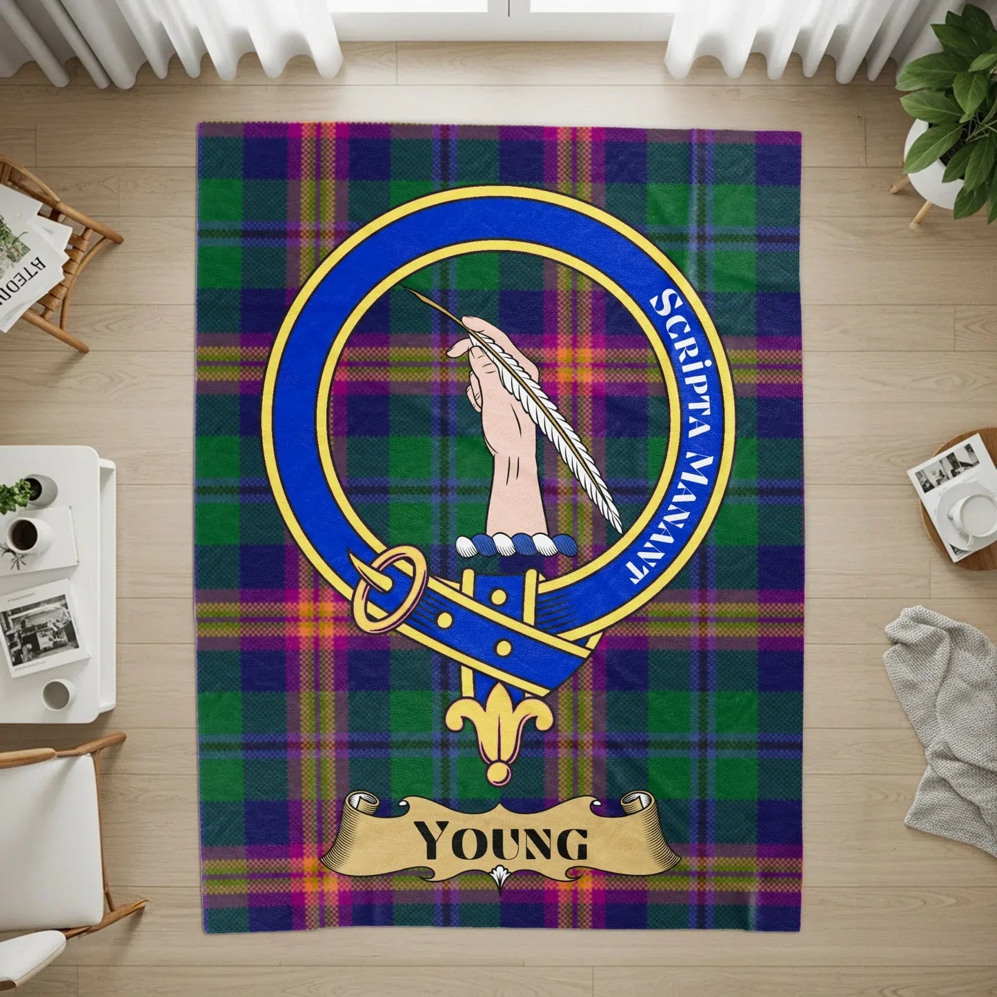 Young Clan Crest Tartan Plaid Area Rug product type