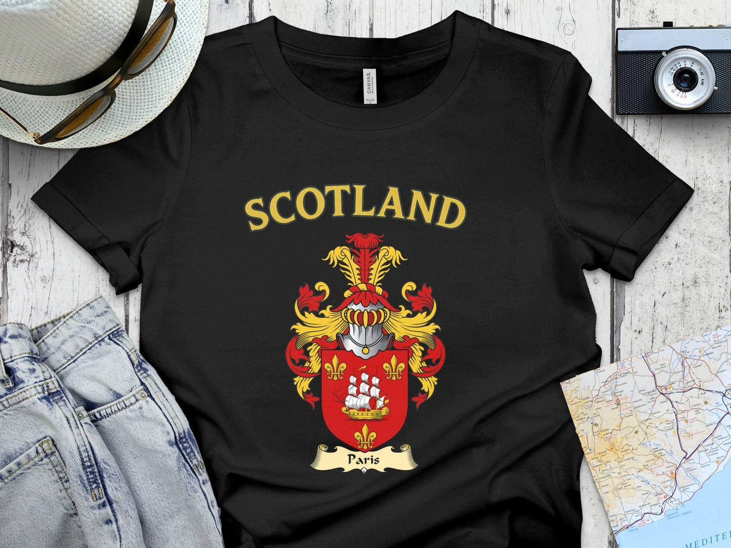 Scotland Family Crest Paris Heraldry Design T-Shirt - Celtic Ancestry Gifts