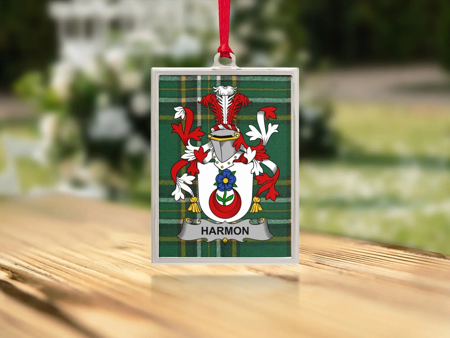 Harmon Family Crest Plaid Design Hanging Ornament product type