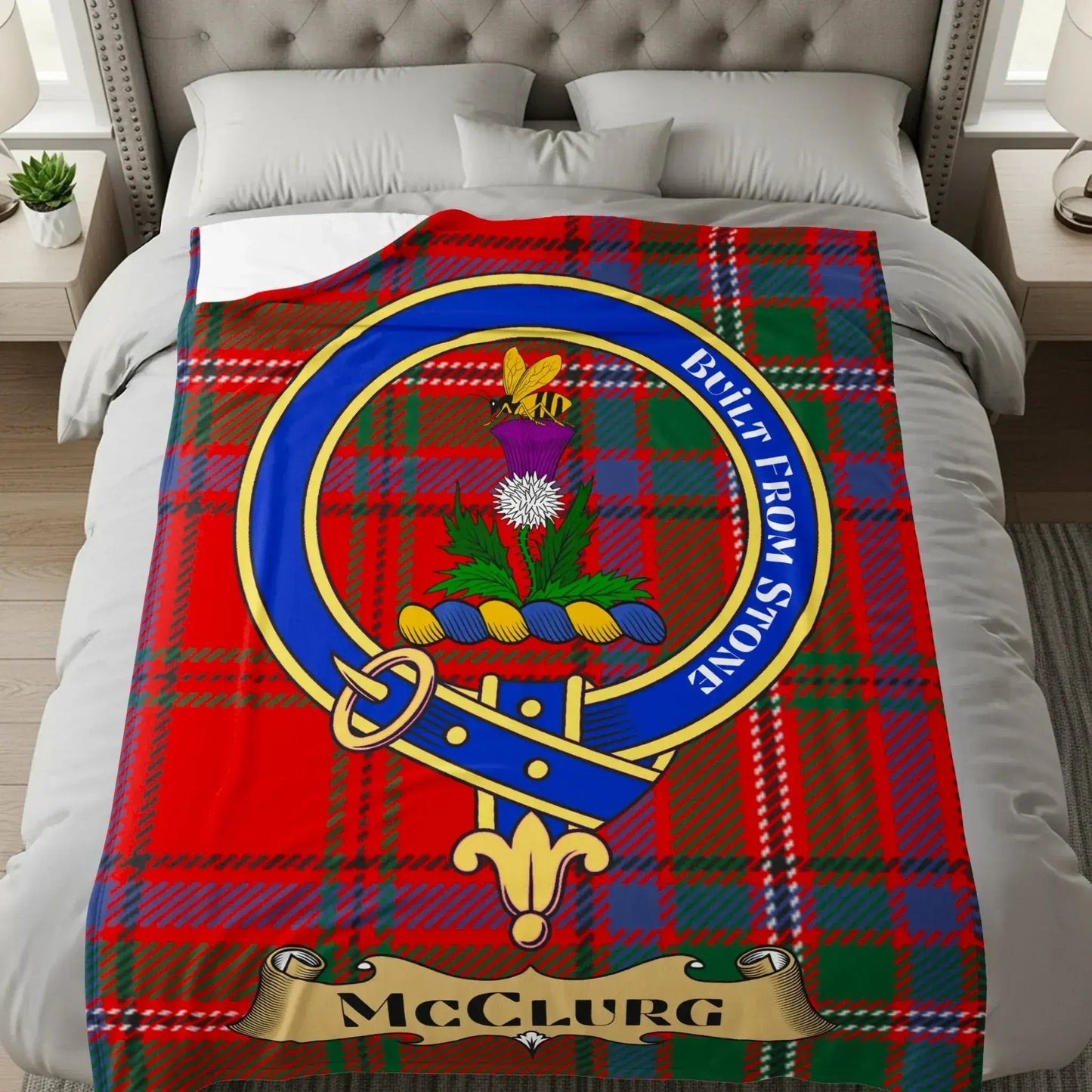 McClurg Clan Tartan with Crest Design Blanket product