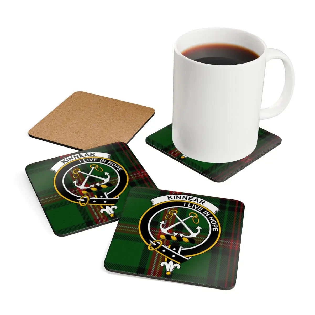 Kinnear I Live In Hope Family Crest Coasters product type