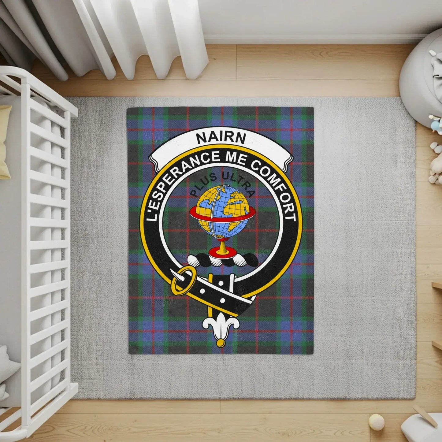 Scottish Tartan Nairn Clan Crest Emblem Floor Mat product type
