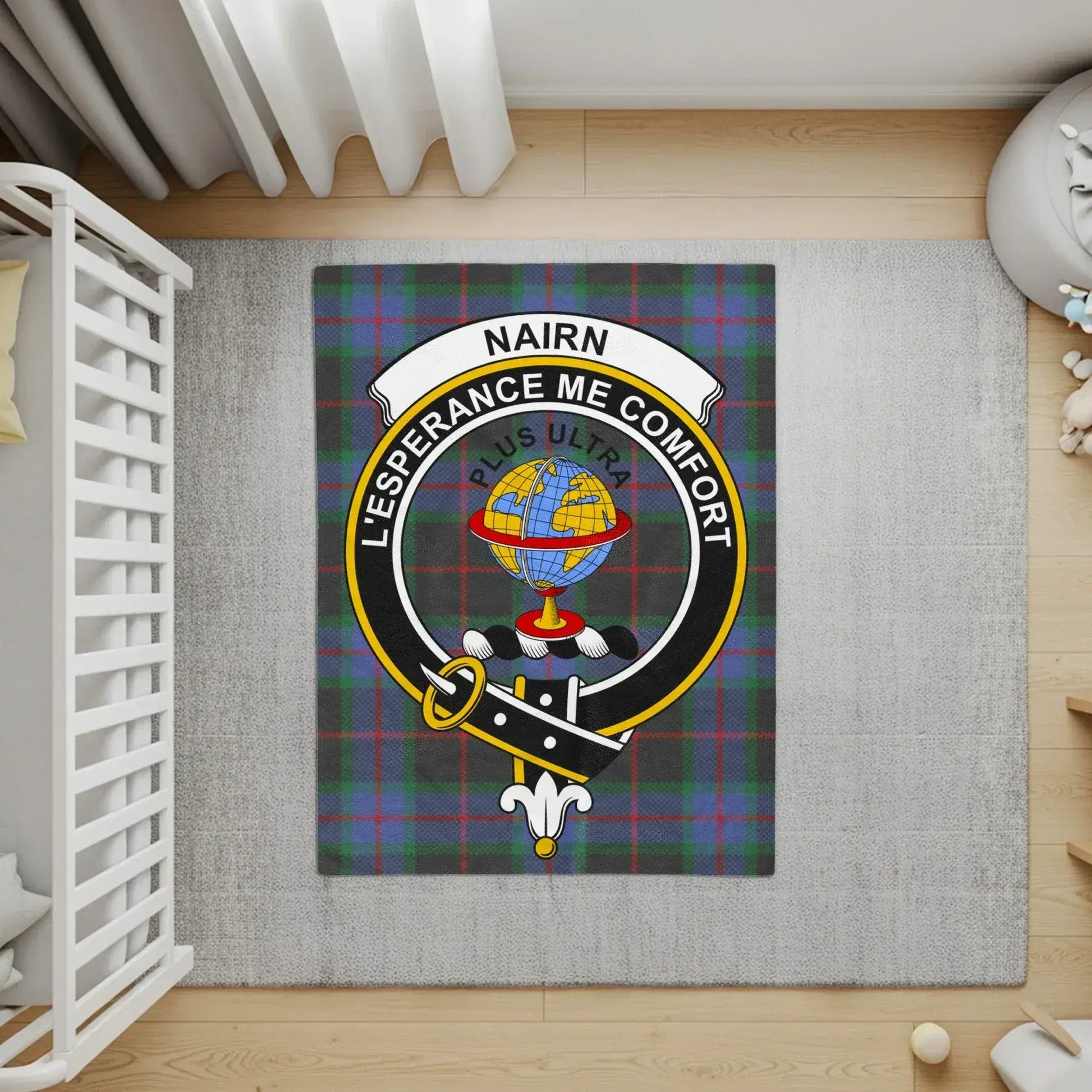 Scottish Tartan Nairn Clan Crest Emblem Floor Mat product type