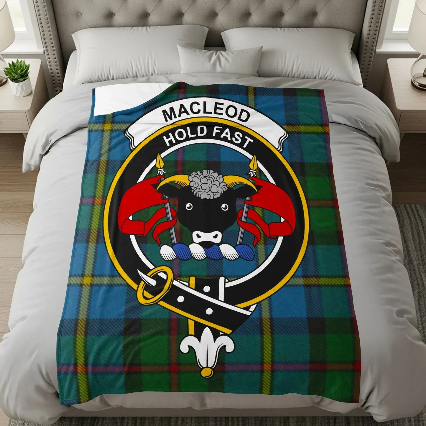 MacLeod Tartan Blanket Hold Fast Emblem Cozy Product