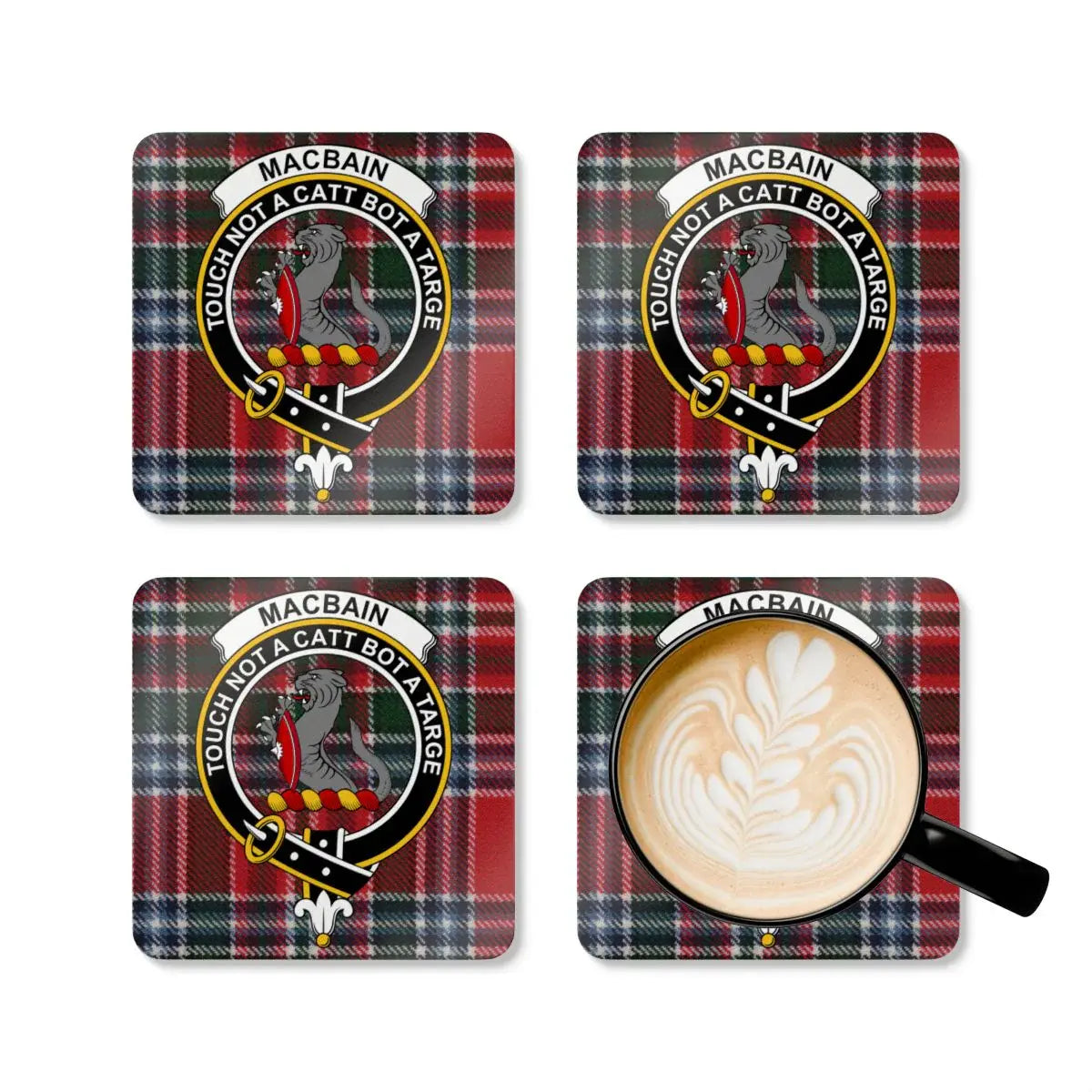 MacBain Clan Crest Touch Not A Catt Bot A Targe Coaster Set