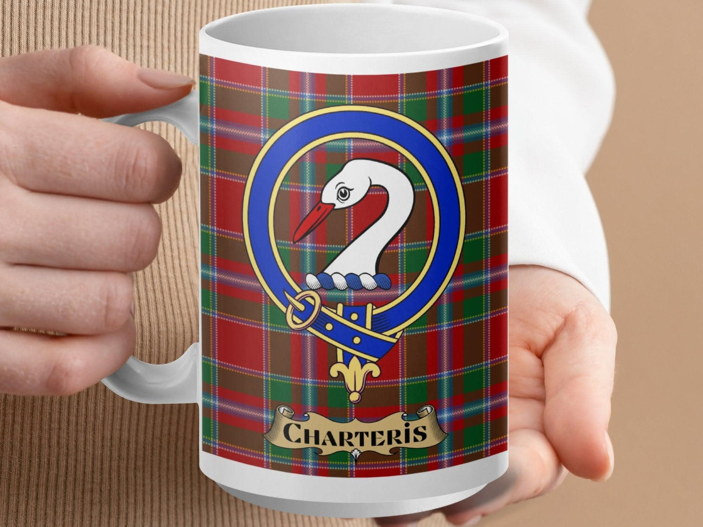 Charteris Family Crest Tartan Mug Unique Product