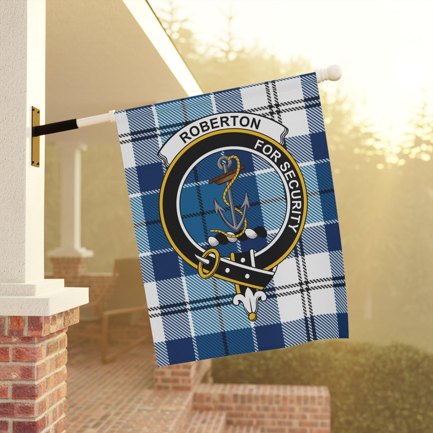 Roberton Clan Scottish Tartan Crest Garden Flag - Celtic Ancestry Gifts
