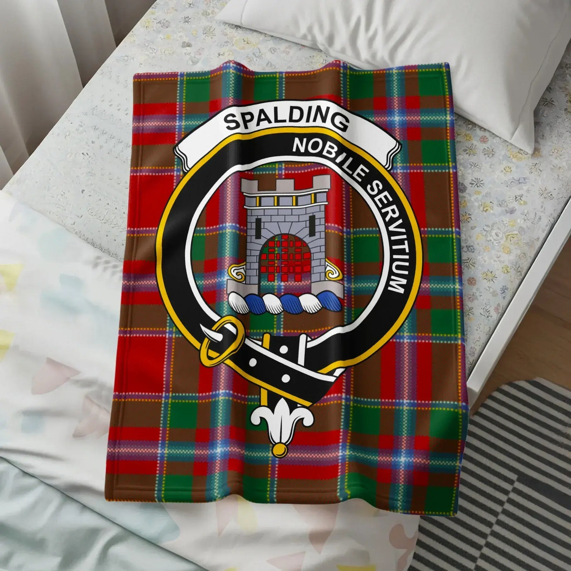 Spalding Noble Servitium Plaid Crest Throw Blanket product type
