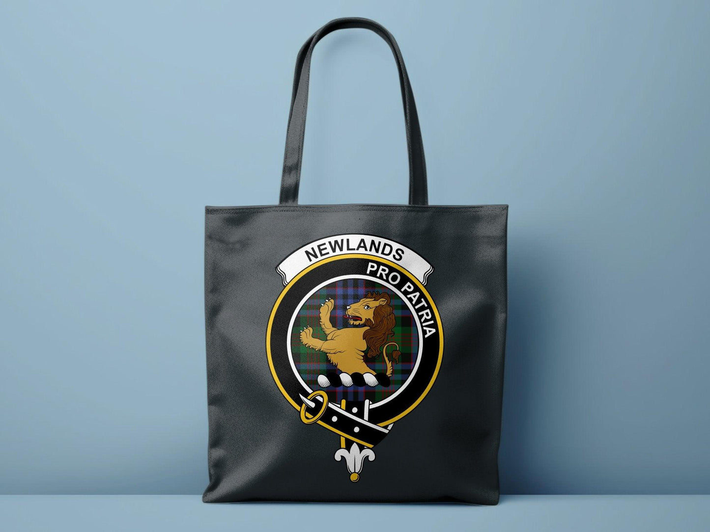 Newlands Scottish Clan Crest Tartan Tote Bags - Celtic Ancestry Gifts