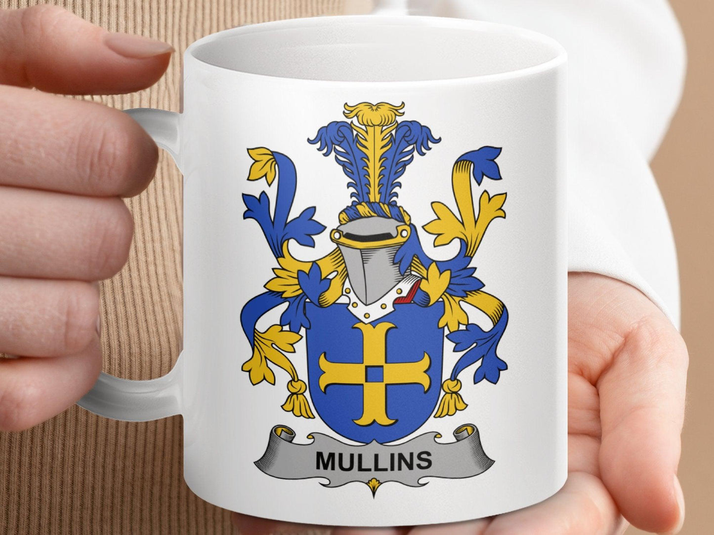 Mullins Family Crest Coat Of Arms Mug - Celtic Ancestry Gifts