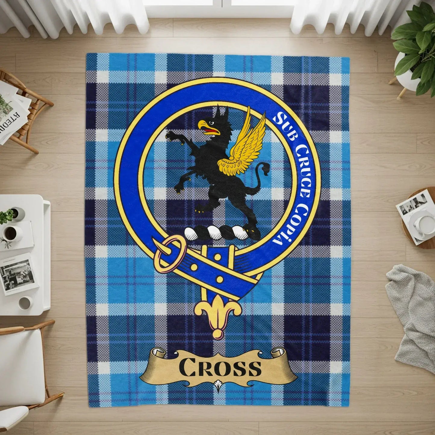 Custom Blue Plaid Design with Griffin Cross product