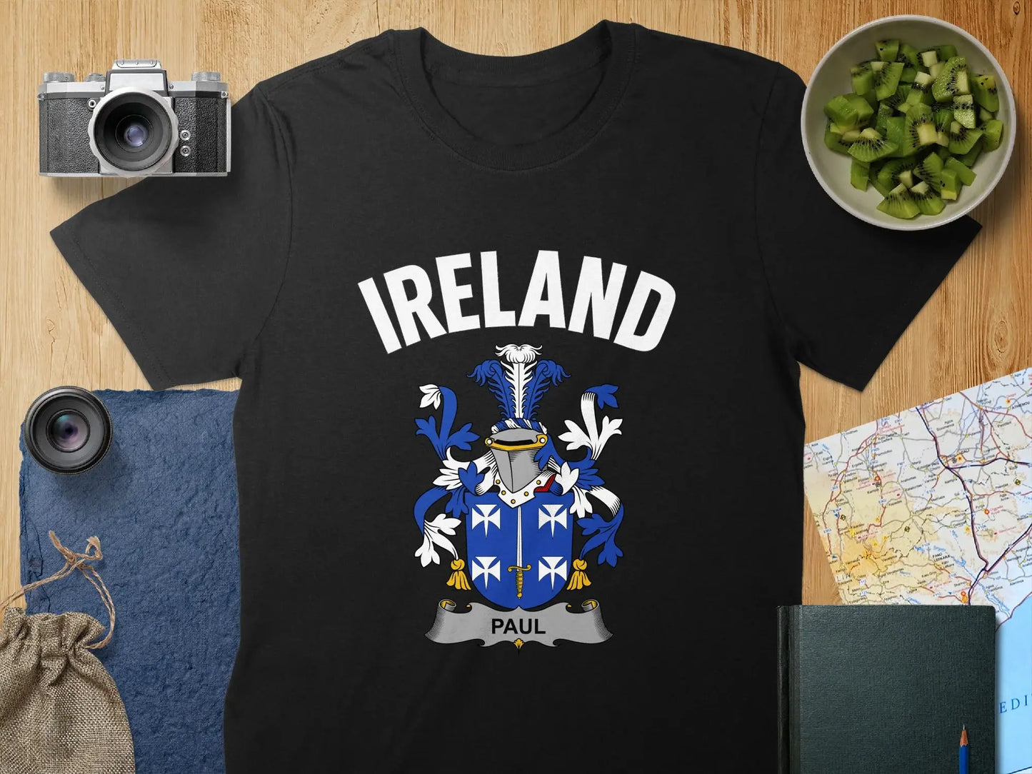 Ireland Heraldic Family Crest Personalized T-shirt