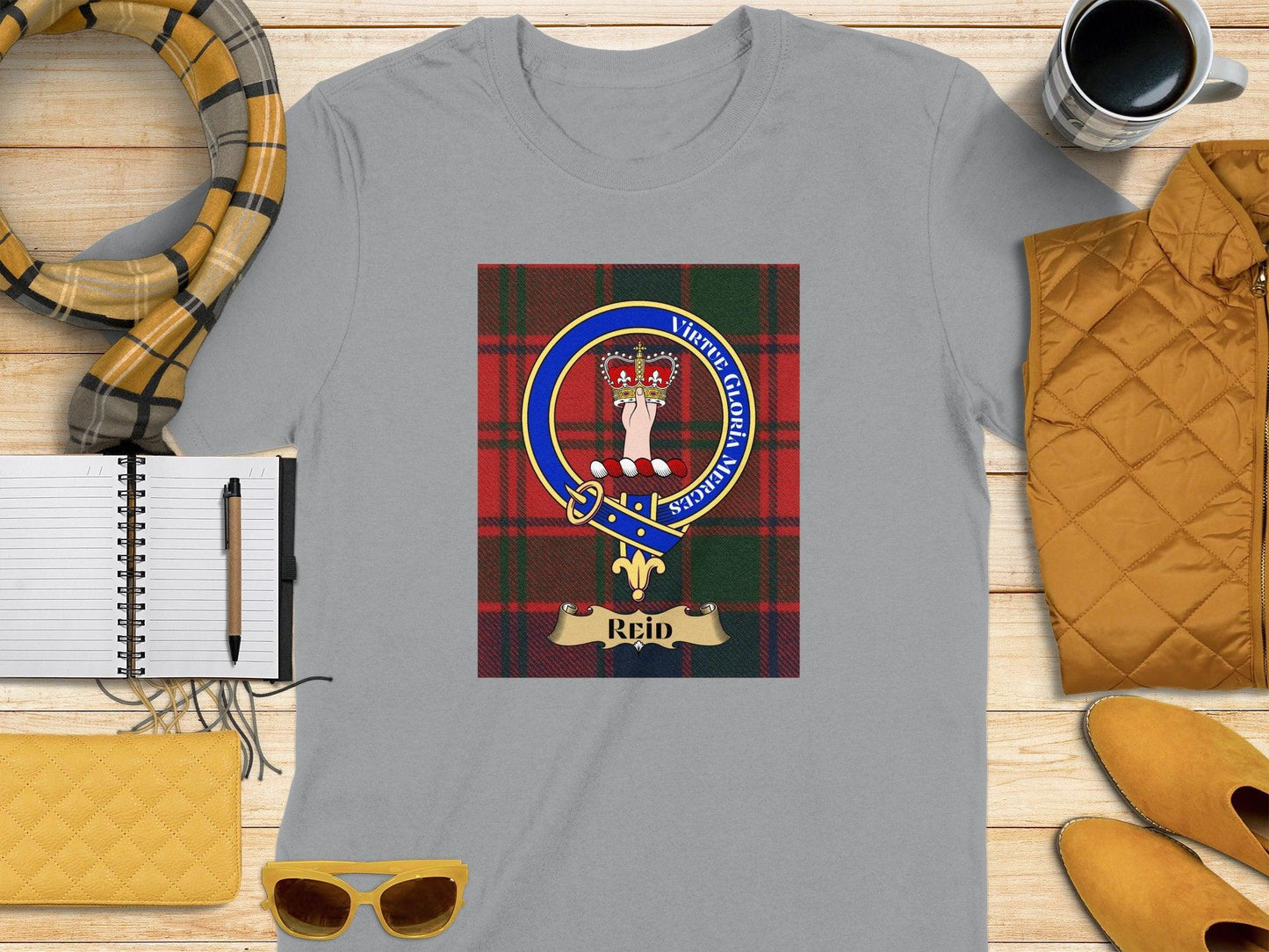 Reid Clan Crest Scottish Tartan T-Shirt - Celtic Ancestry Gifts
