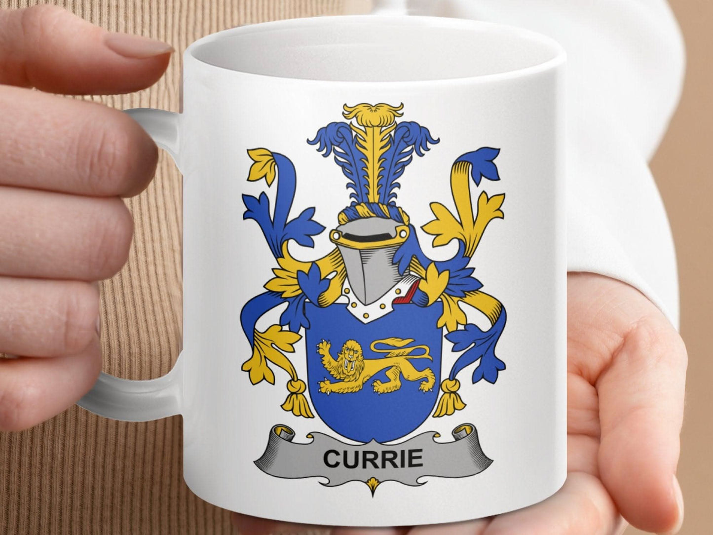 Currie Surname Irish Family Crest Mug - Celtic Ancestry Gifts