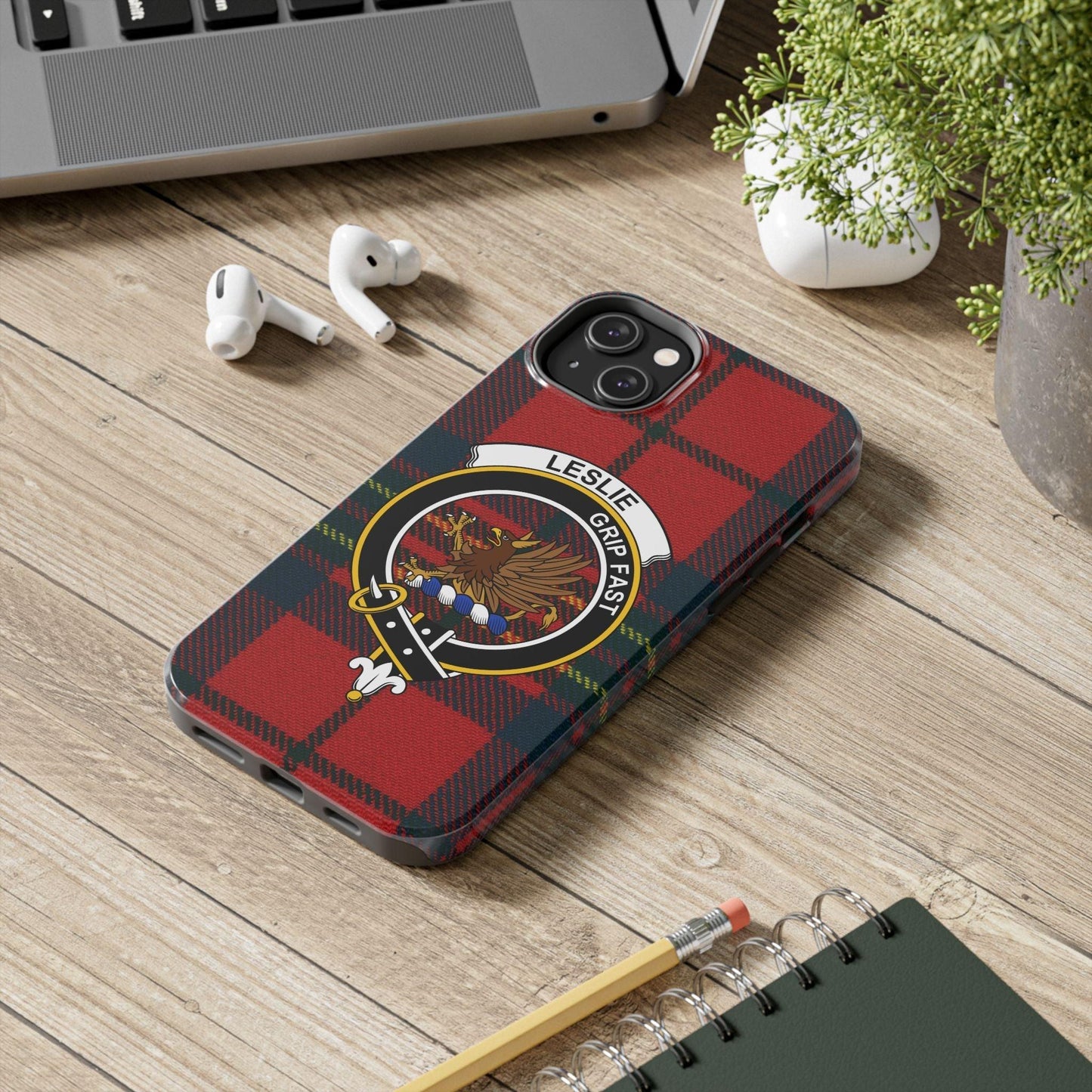 Leslie Clan Crest Scottish Tartan cell phone case - Celtic Ancestry Gifts