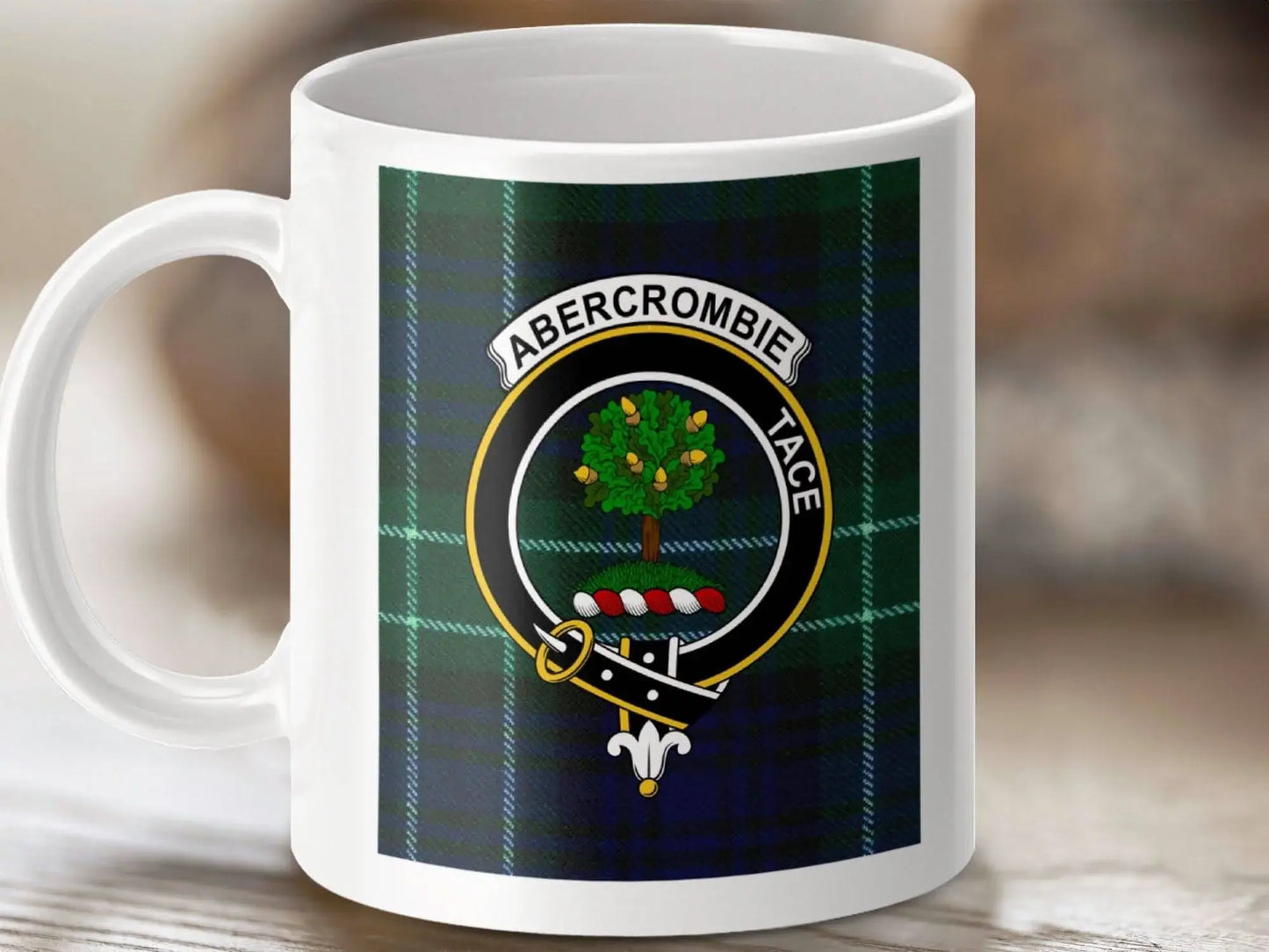 Abercrombie Clan Crest Scottish Tartan Mug - Celtic Ancestry Gifts