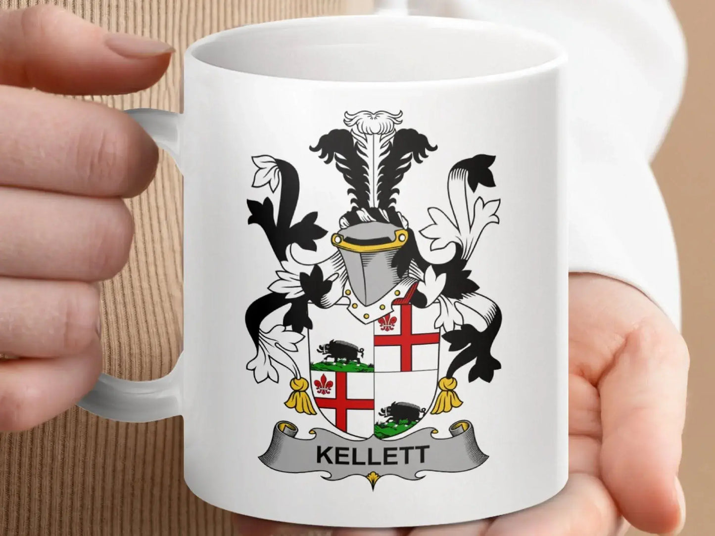Kellett Irish Surname Family Crest 11 oz Ceramic Mug - Celtic Ancestry Gifts