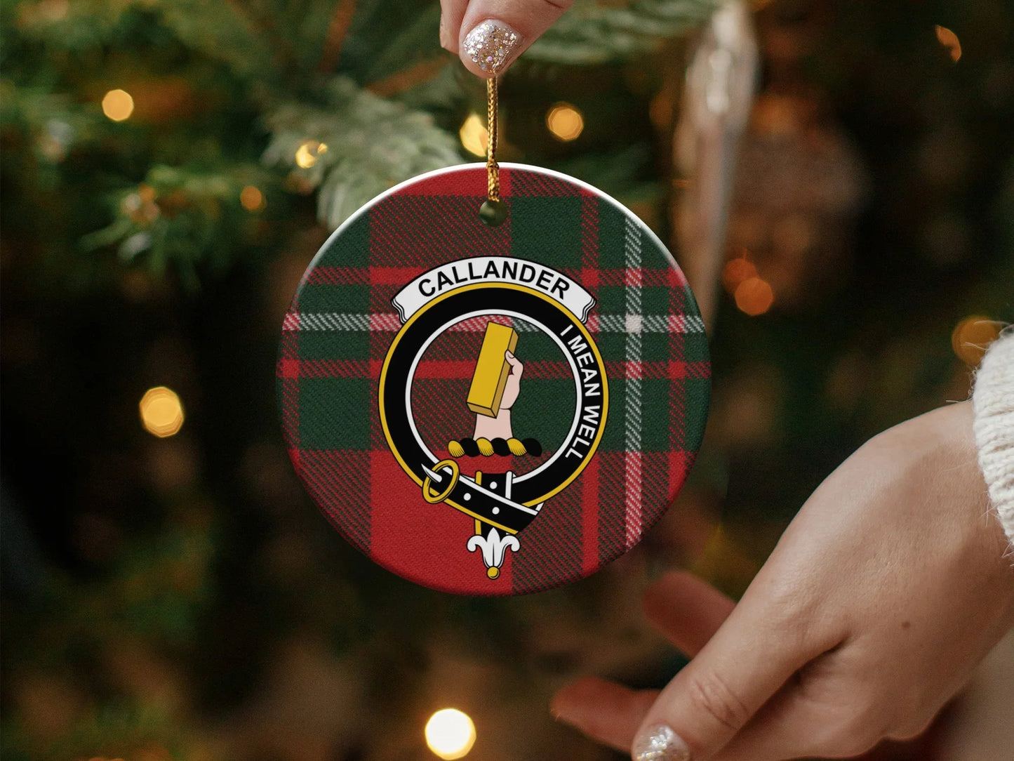 Callander Mean Well Plaid Round Christmas Ornament product