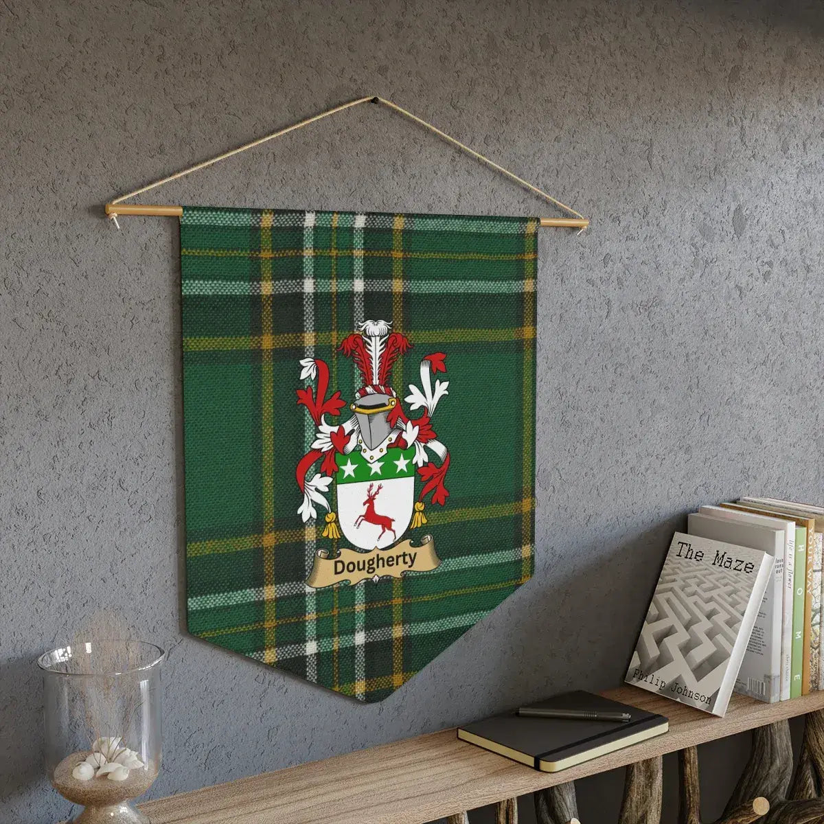 Green Plaid Personalized Family Crest Wall Banner product type