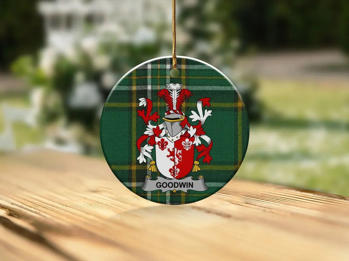 Goodwin Family Crest Plaid Design Hanging Ornament product