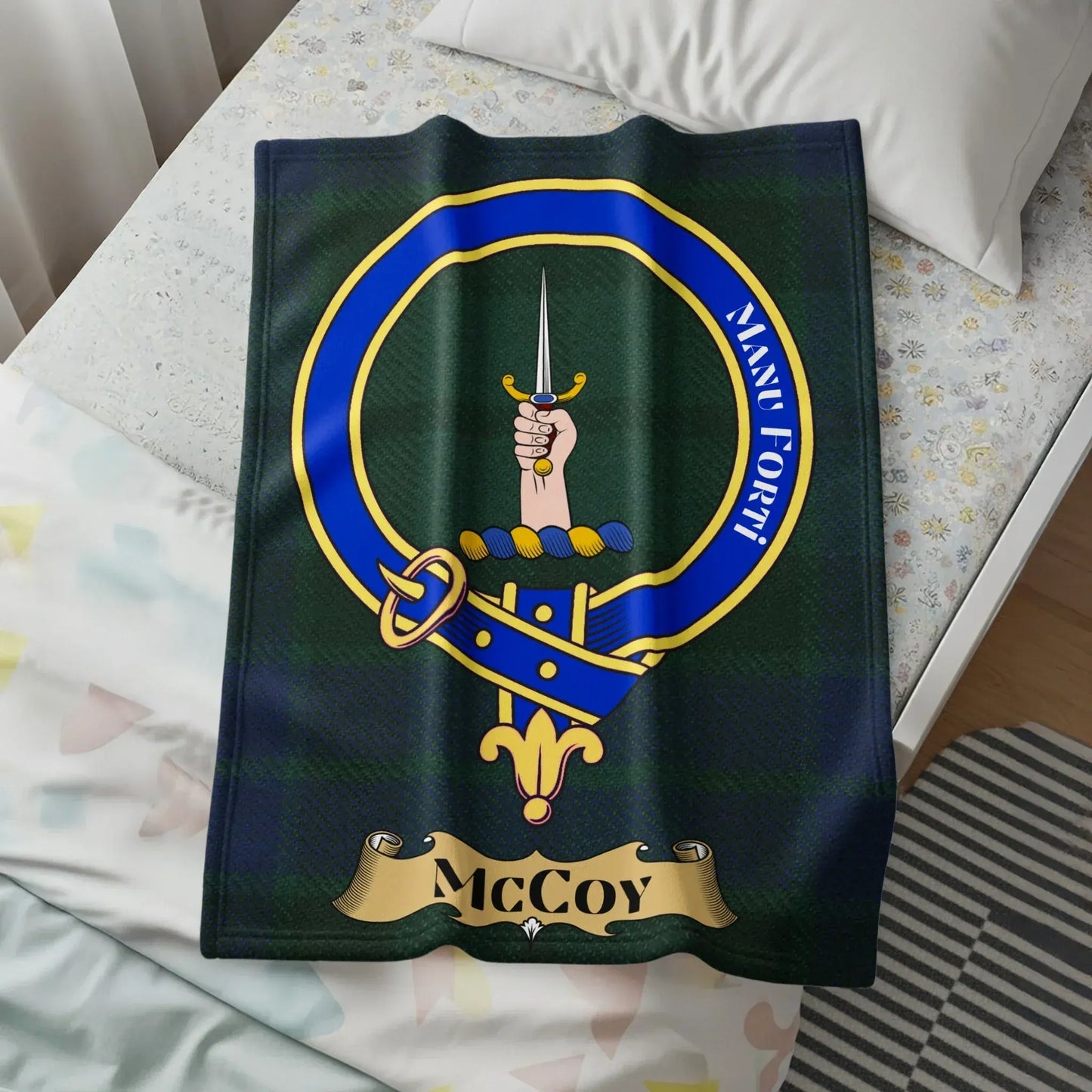 Blue and Green McCoy Family Crest Blanket product