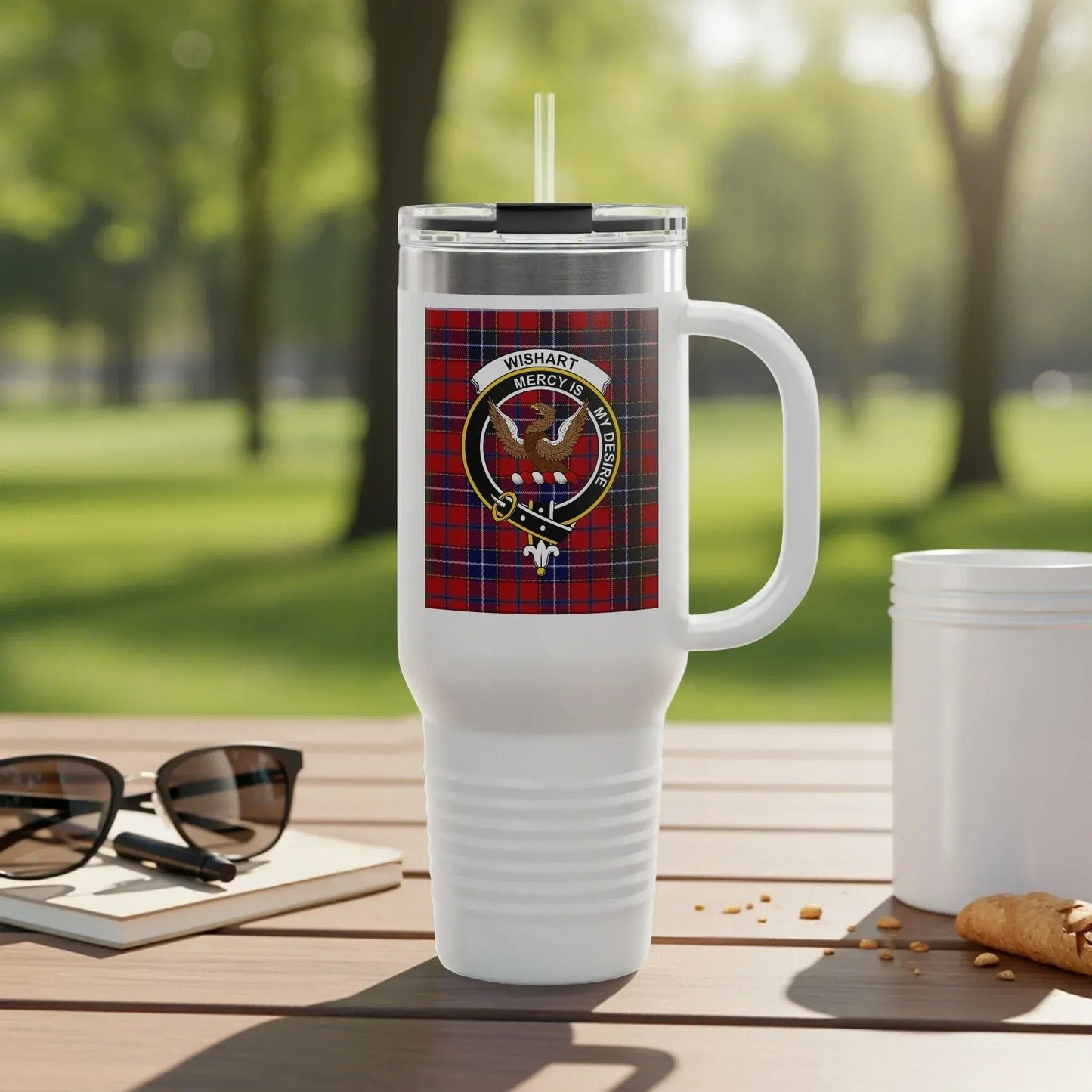 Wishart Crest Tartan Design Insulated Travel Mug product