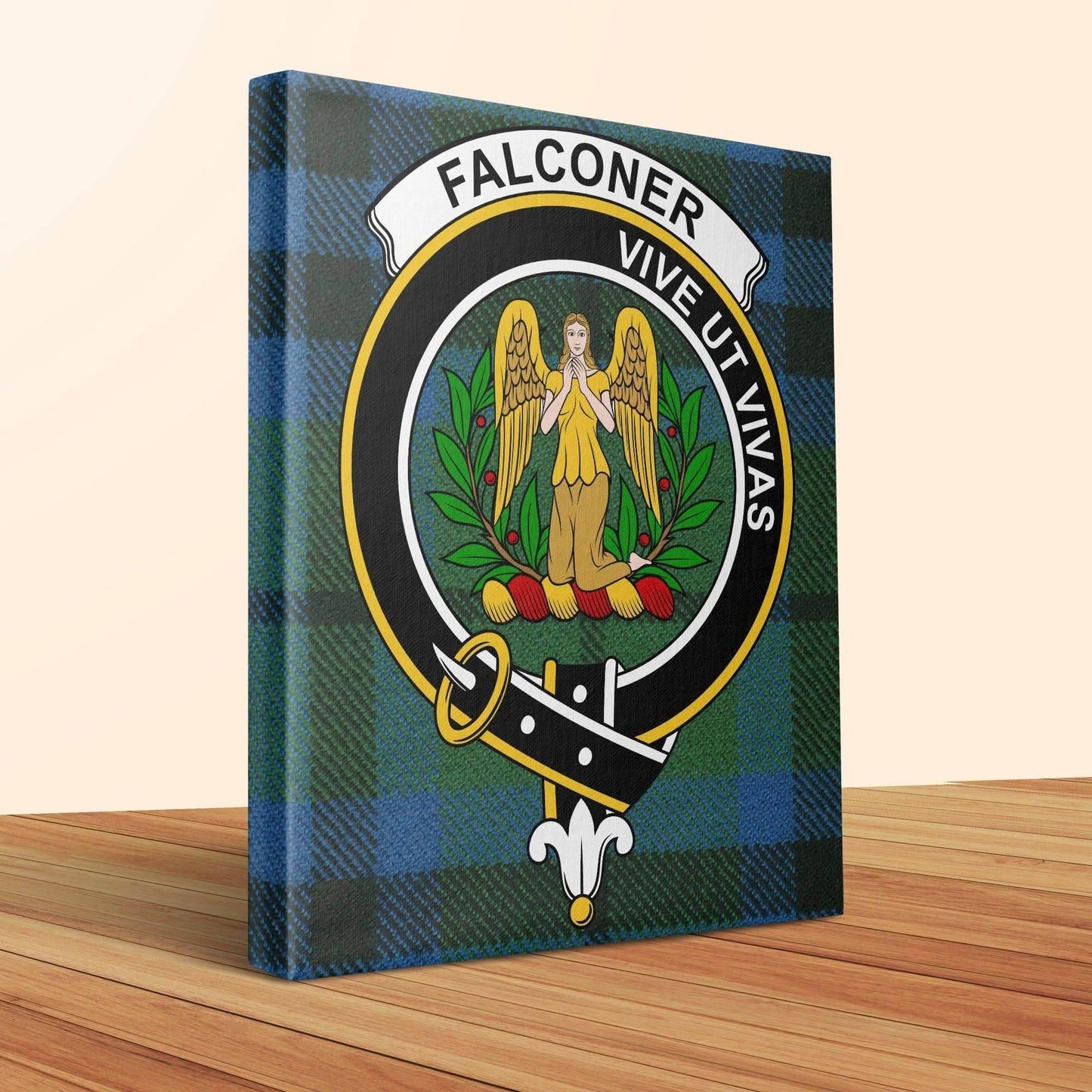 Falconer Scottish Clan Crest Tartan Poster Canvas Wrap - Celtic Ancestry Gifts