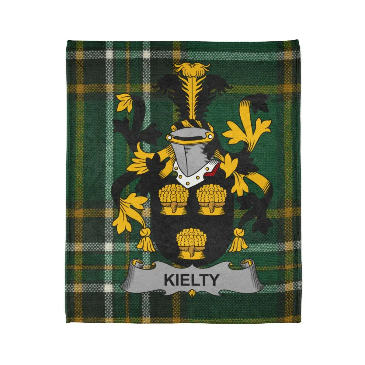 Vibrant Kielty Family Crest Green Tartan Blanket product