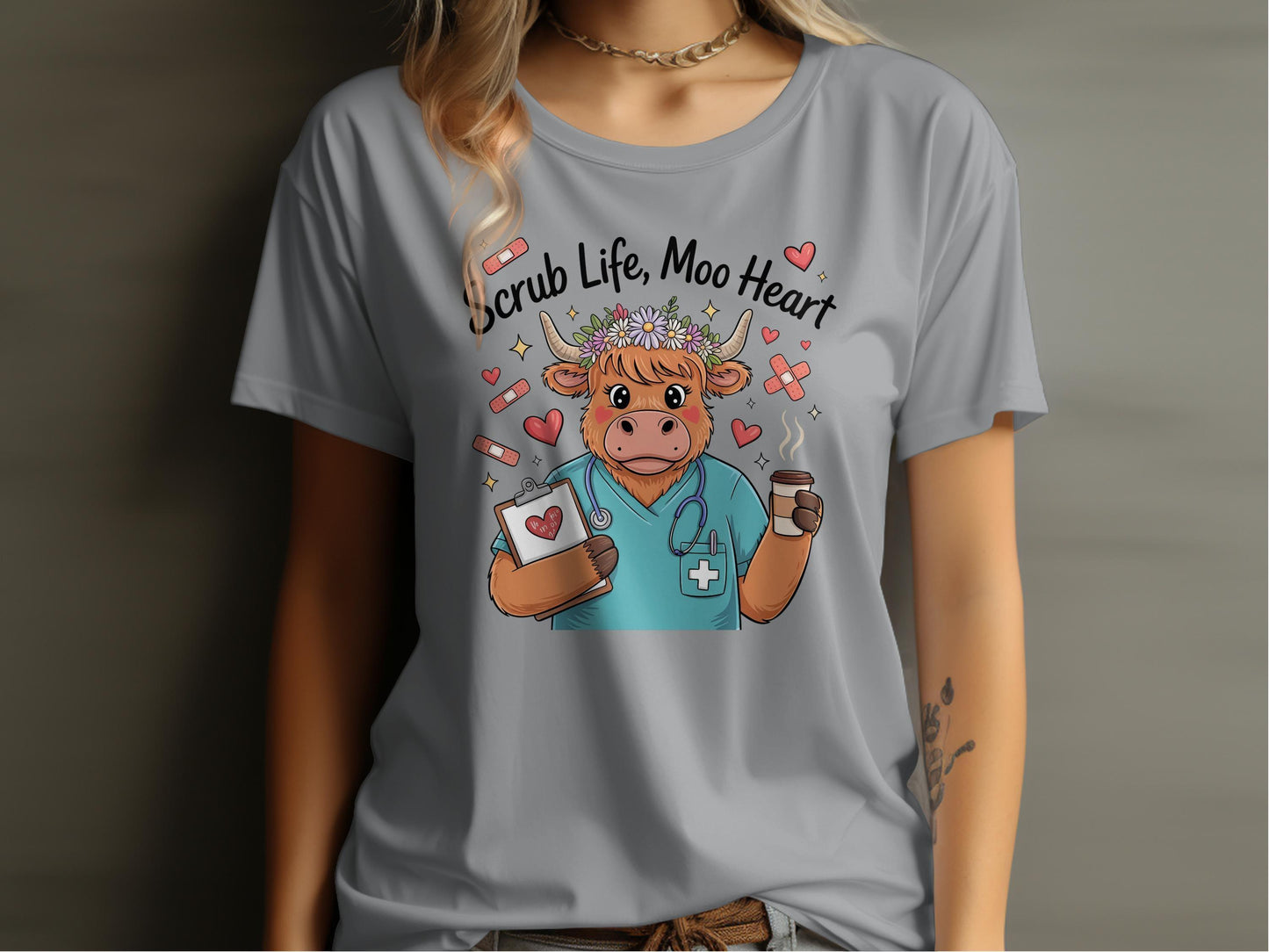 Scrub Life Moo Heart Nurse Cow Graphic T-shirt product type