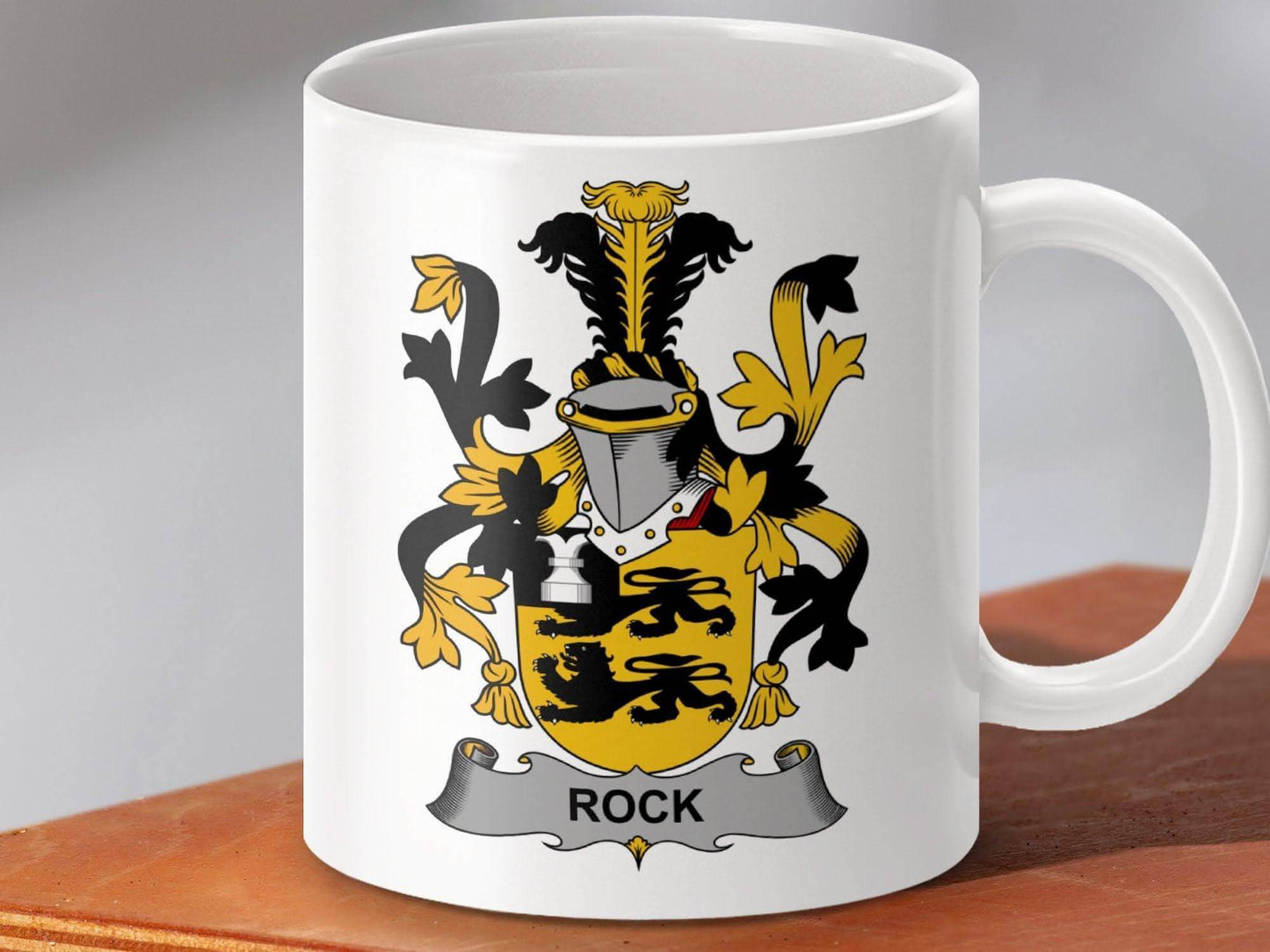 Rock Family Crest Heraldic Design Shield Mug - Celtic Ancestry Gifts