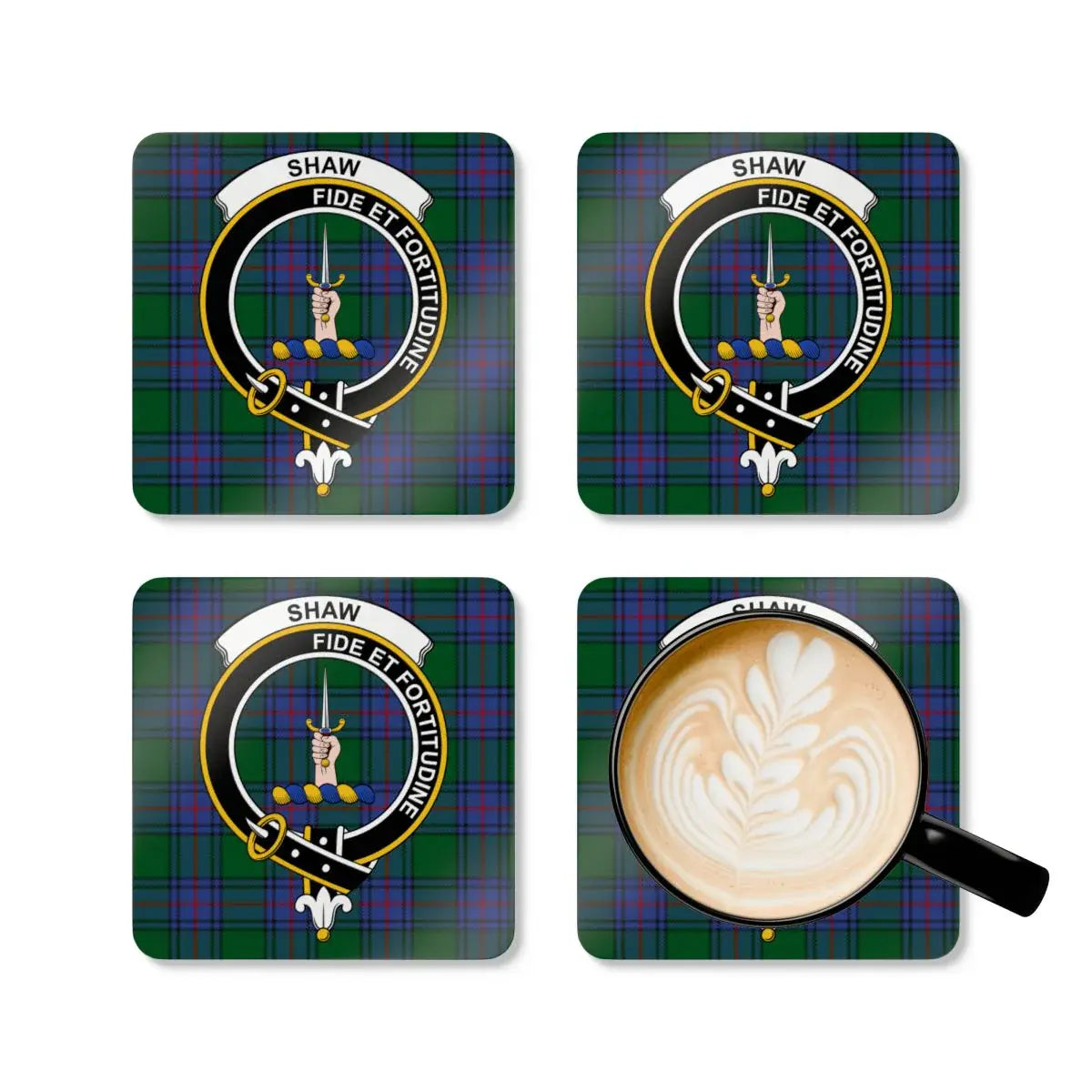 Shaw Clan Crest Tartan Plaid Design Coaster product type