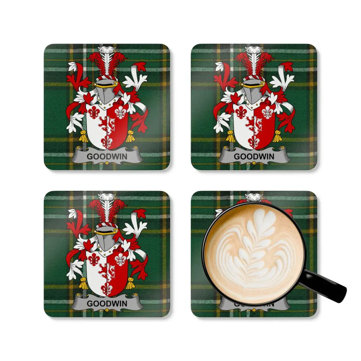 Family Crest Plaid Pattern Drink Coasters product type