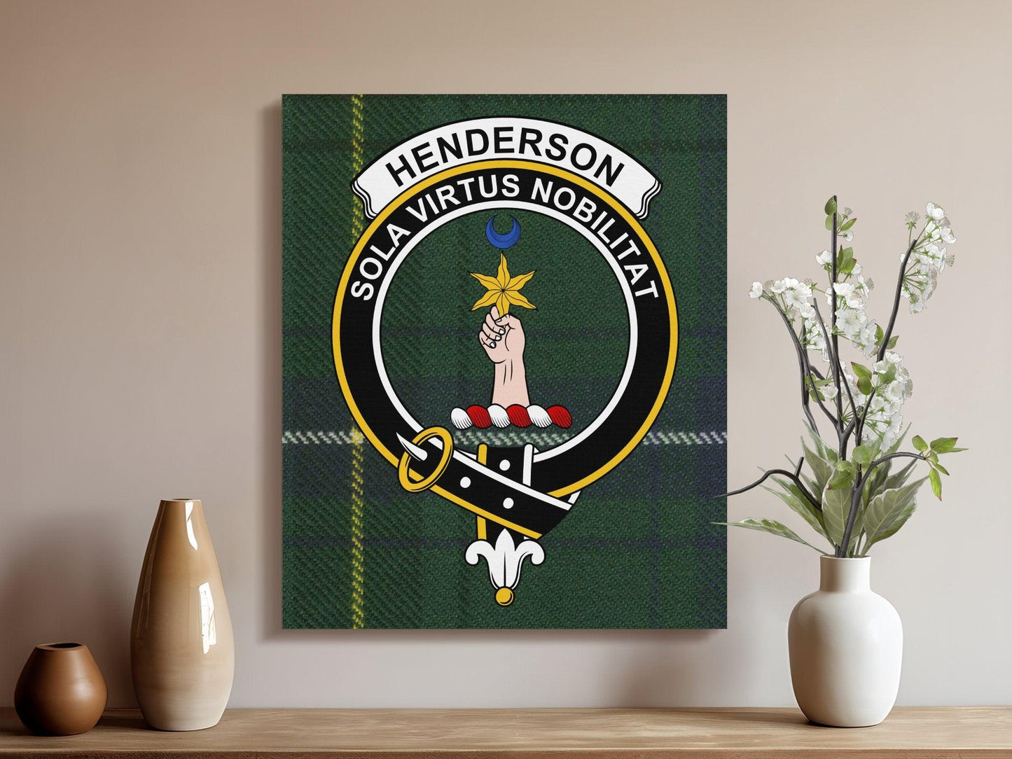 Henderson Clan Crest with Tartan Decor Wall Art product type
