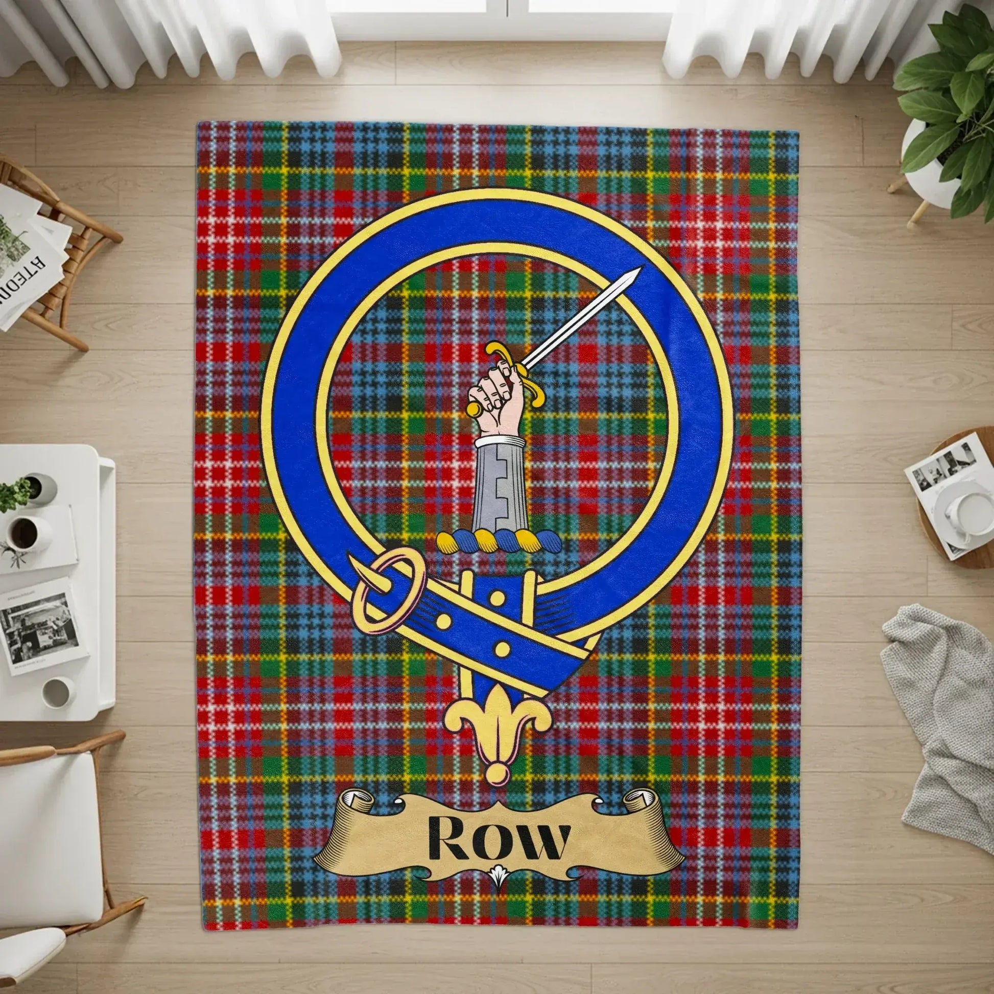 Scottish Tartan Plaid Design with Sword Graphic Rug product